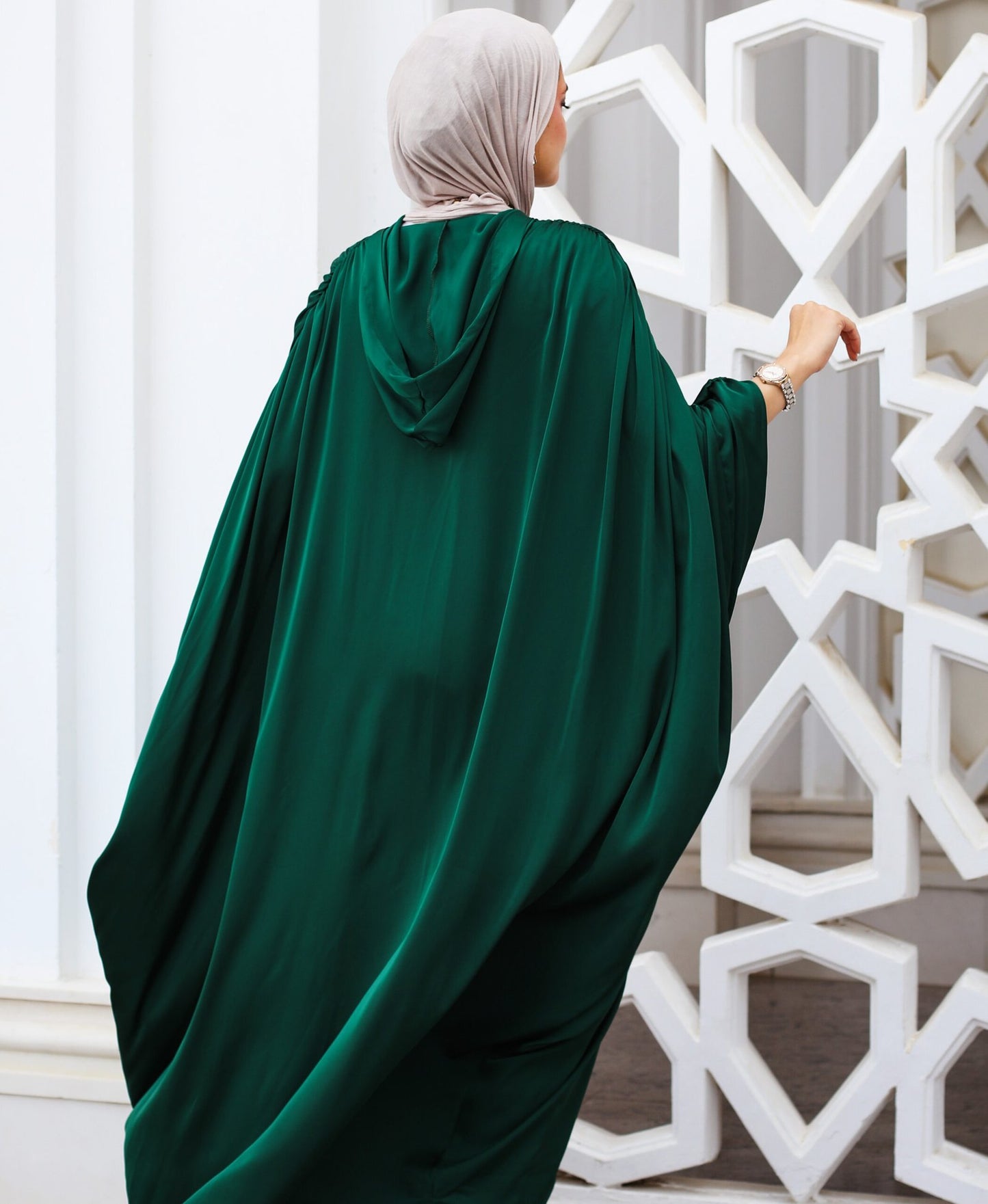 Nightfall wrap dress in emerald green