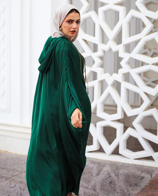 Nightfall wrap dress in emerald green