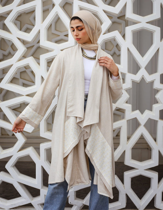 Asymmetrical Linen Cardigan