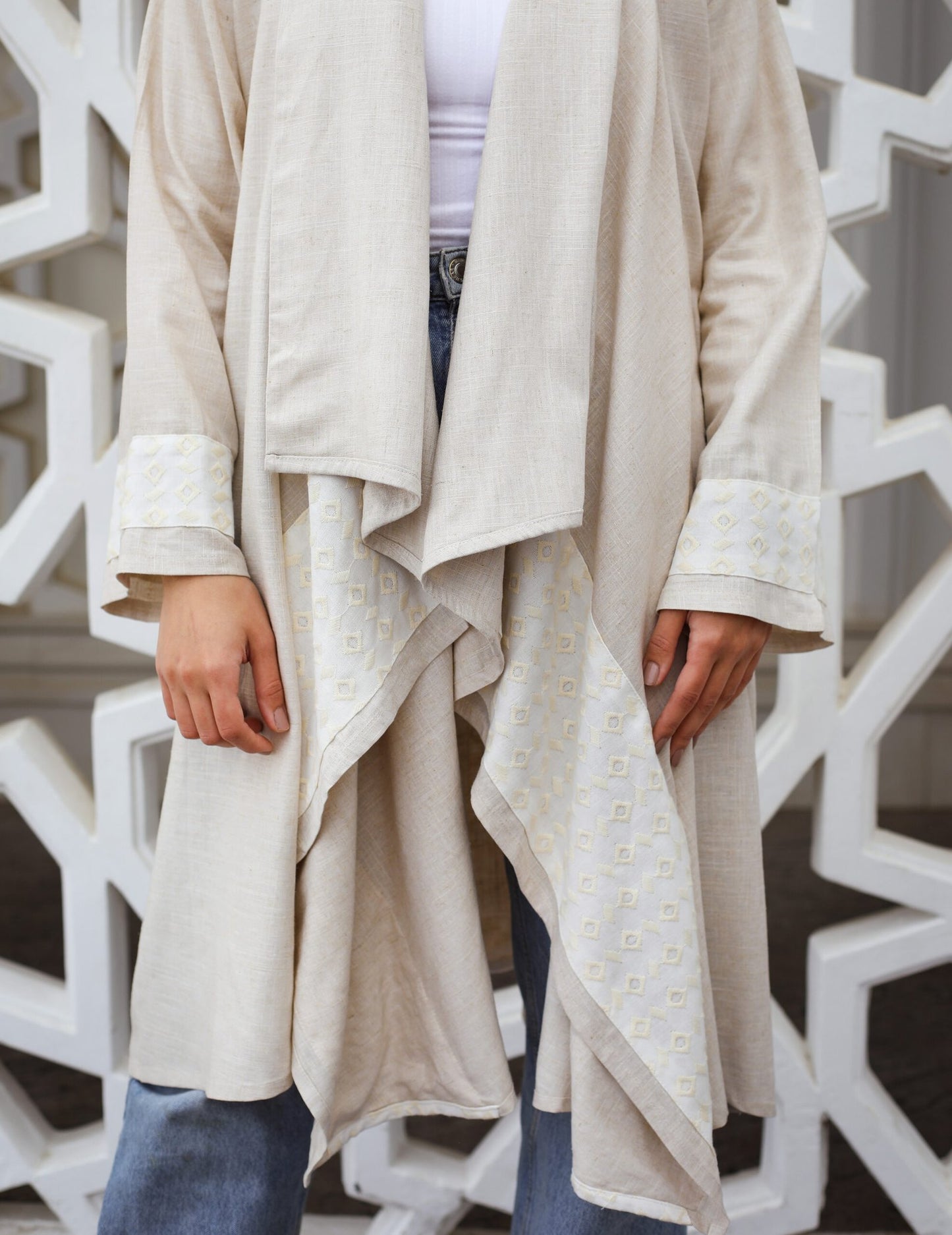 Asymmetrical Linen Cardigan