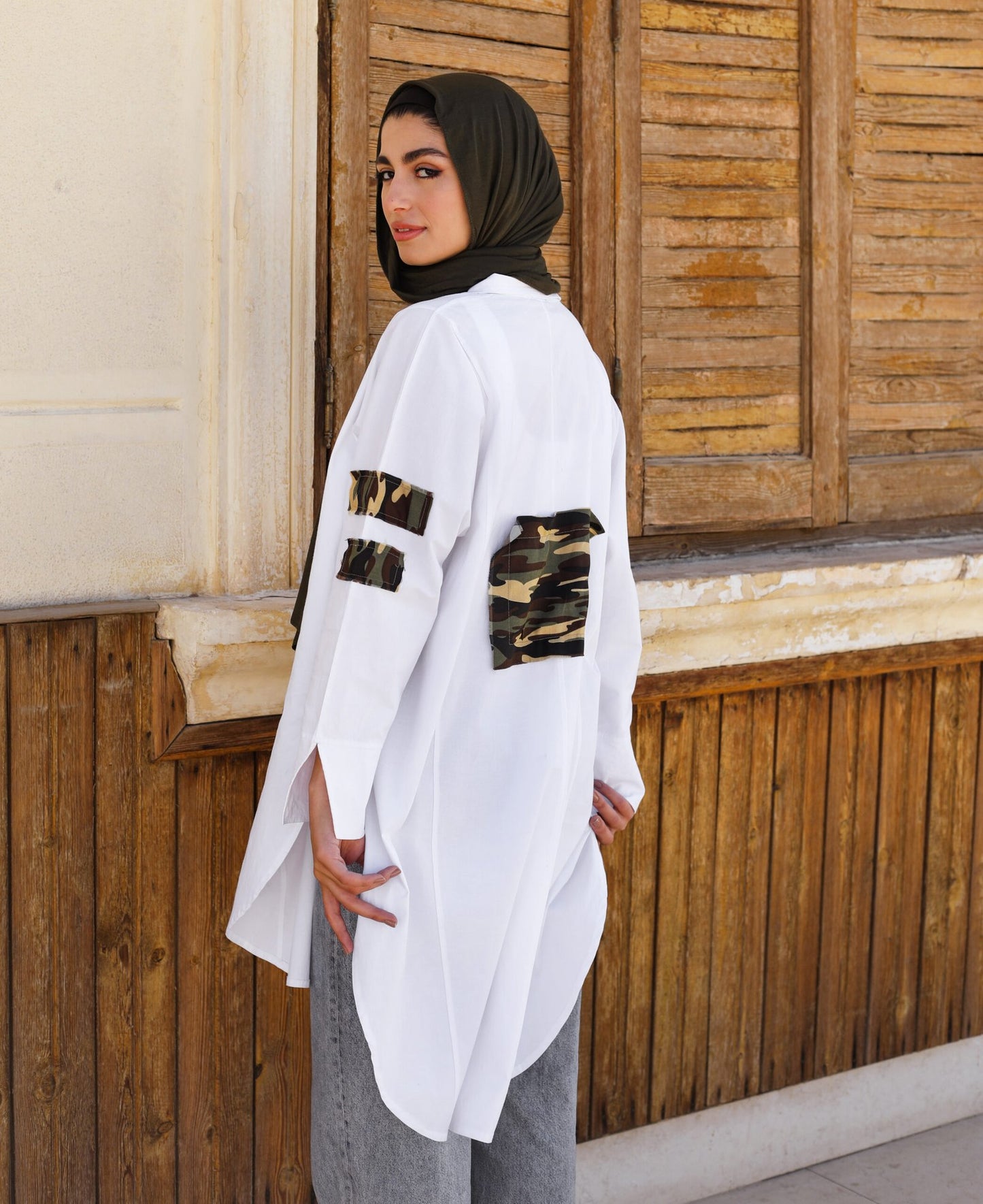 Army Patchwork oversized shirt