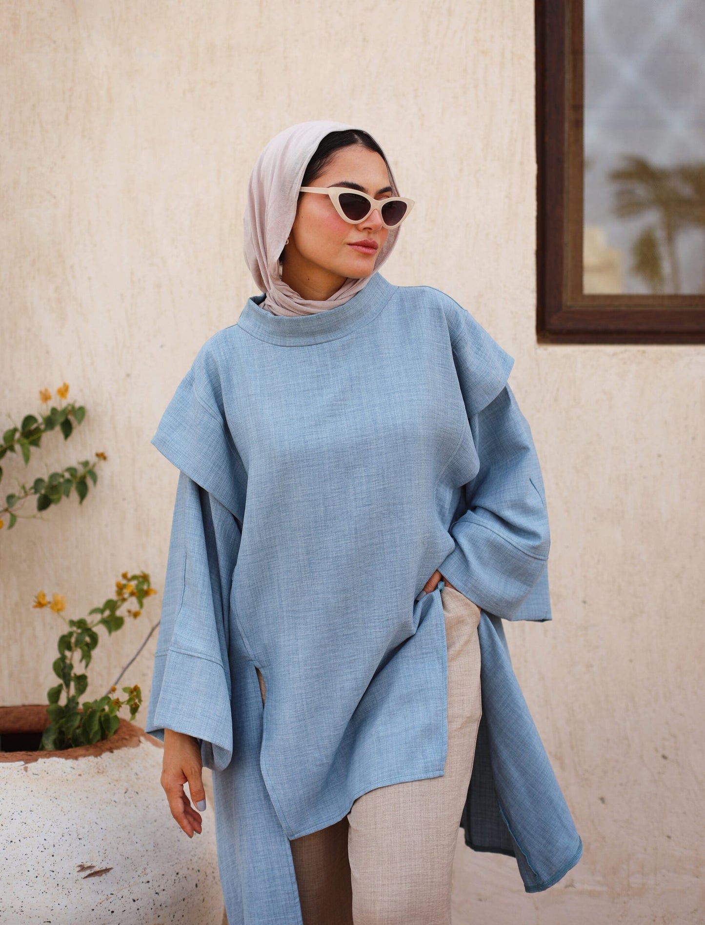 Oversized Carré Top In Blue