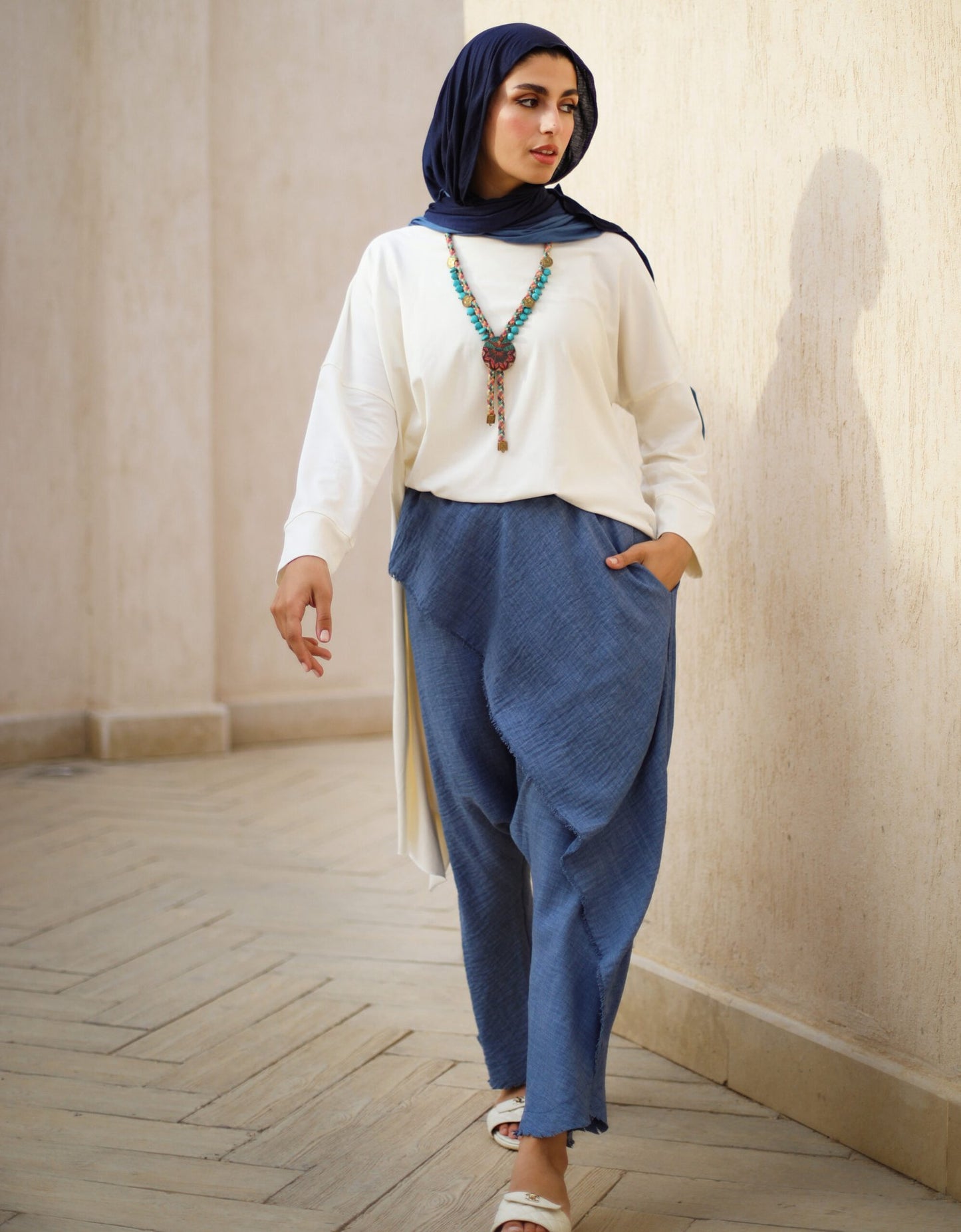 Linen Sherwal in Blue