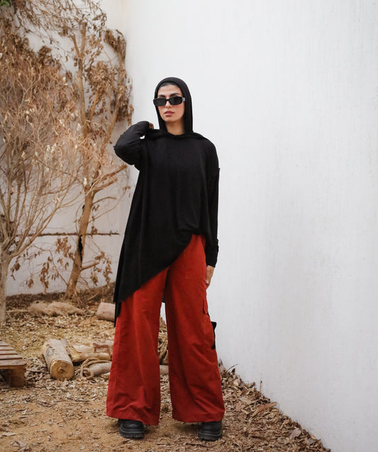 Wide pocket pants in brick