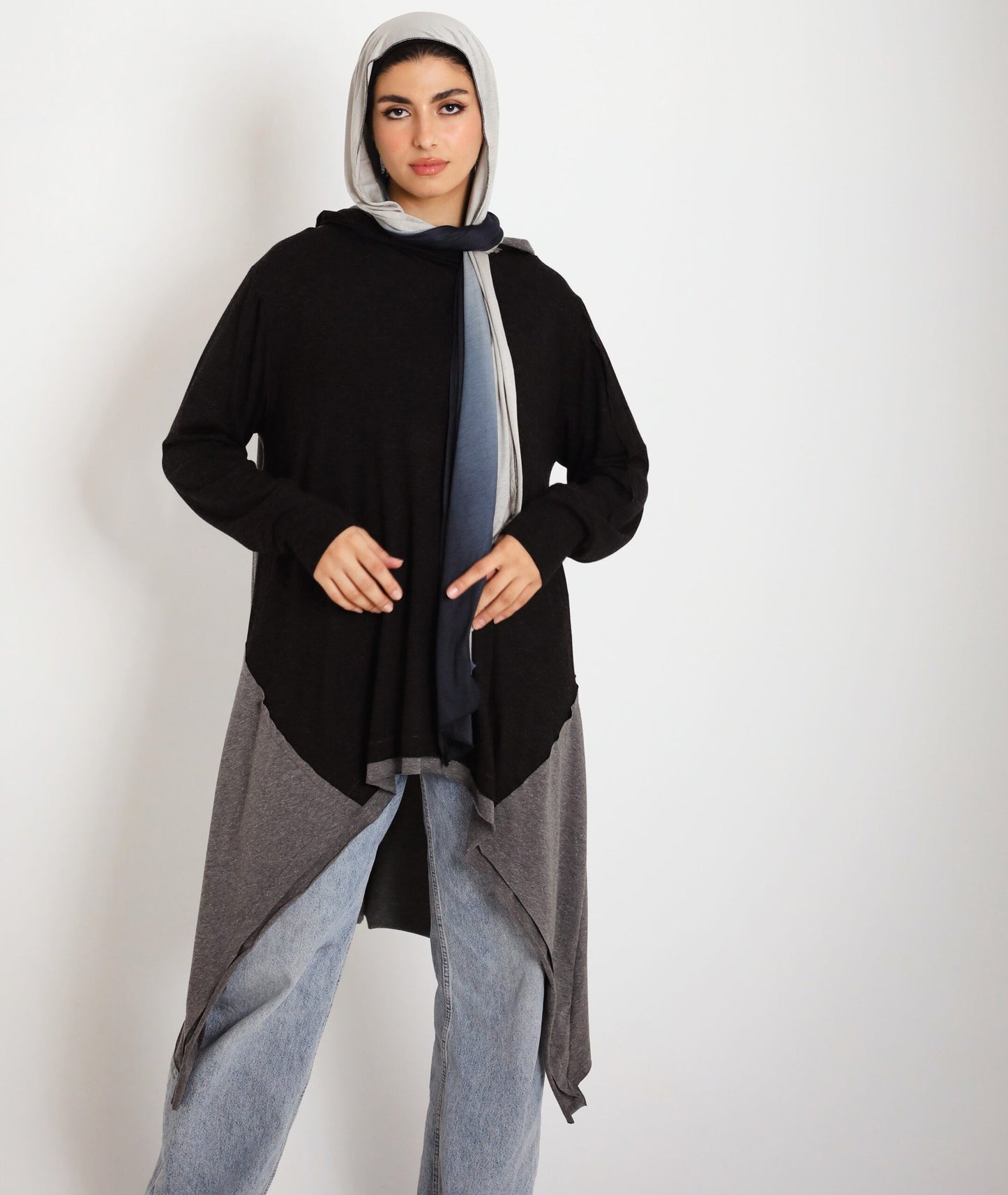 Bicolor Asymmetrical Top black x grey