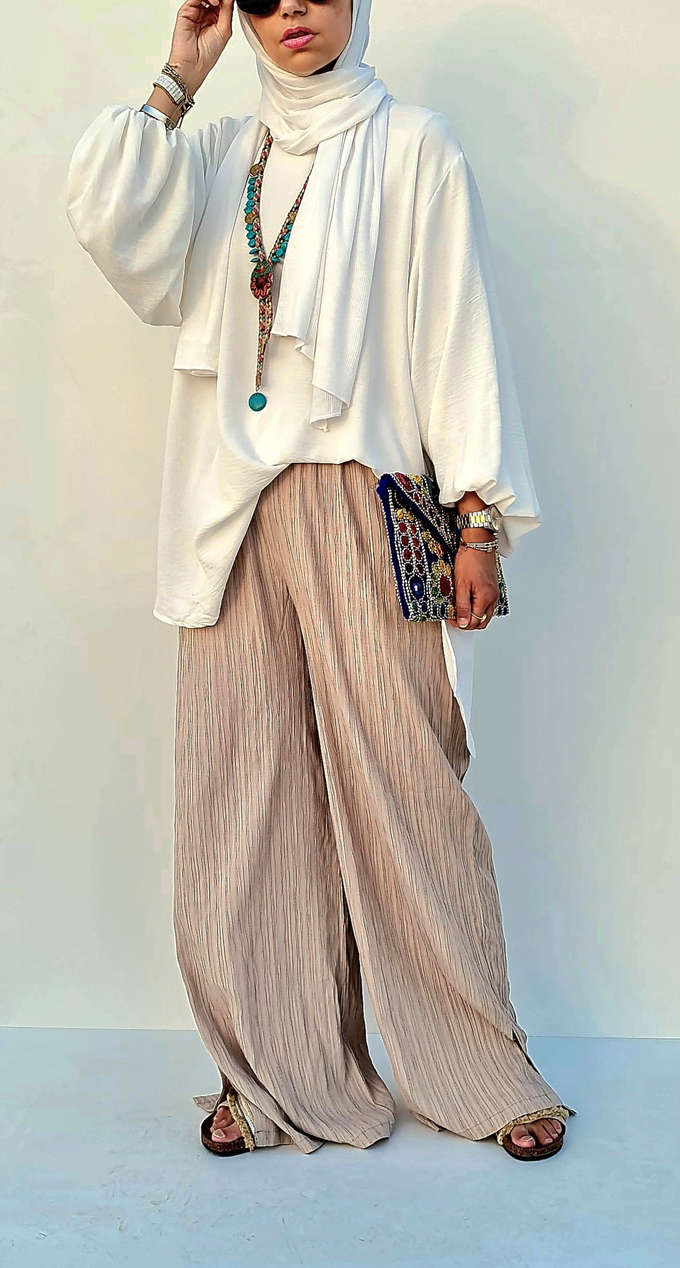 Wide Ribbed Pants in latté