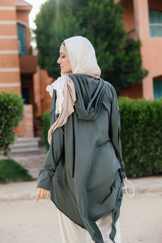 Asymmetrical Cotton Top in Olive