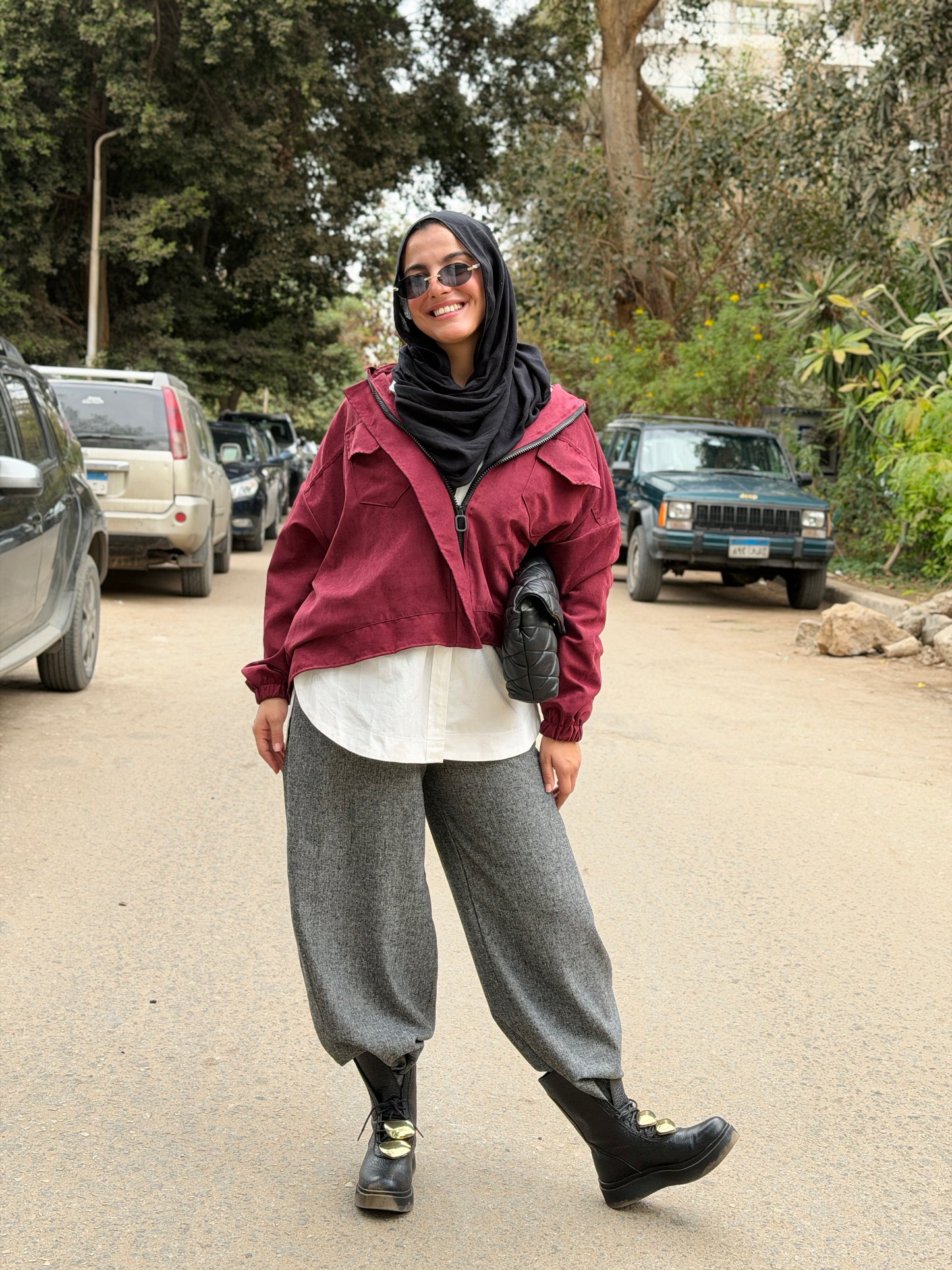 Bomber jacket in mulberry