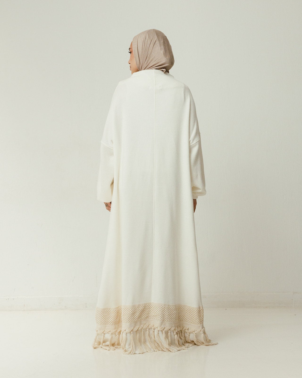 Ivory Soft Wool Fringes Dress