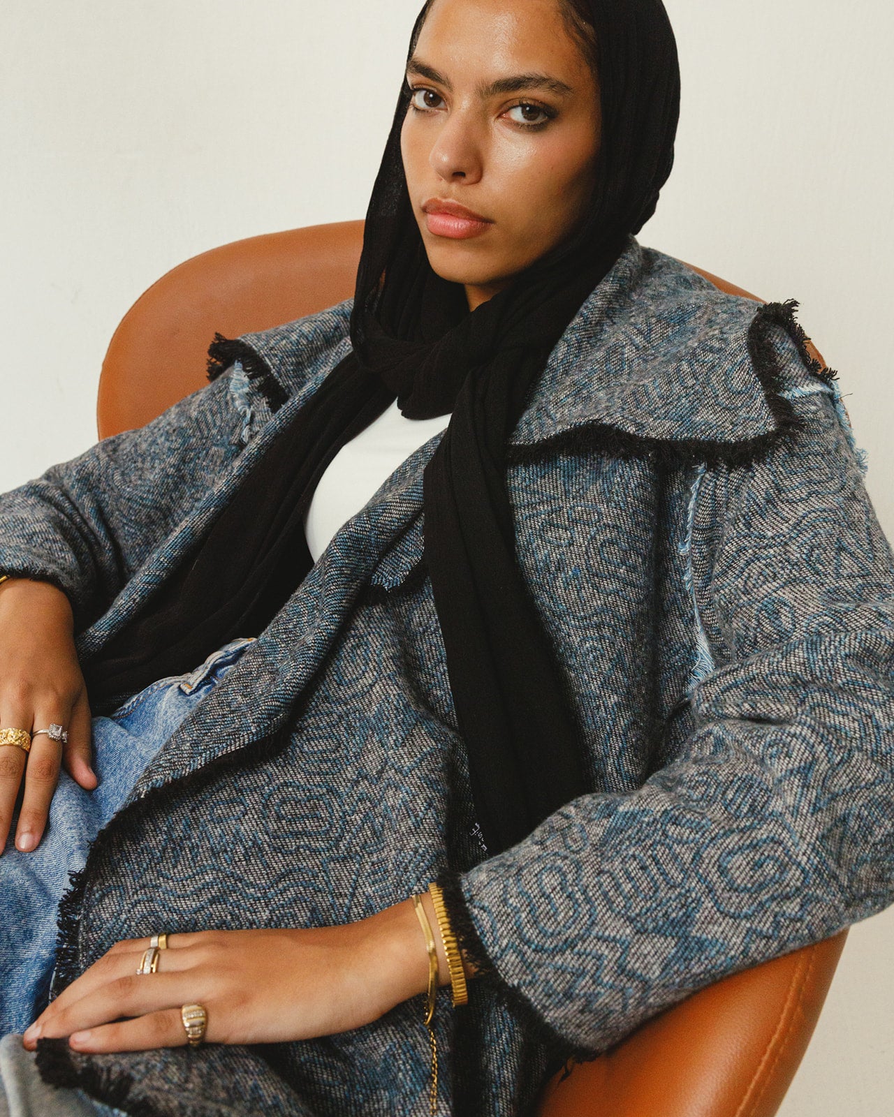 Jacquard wool Stitches Coat