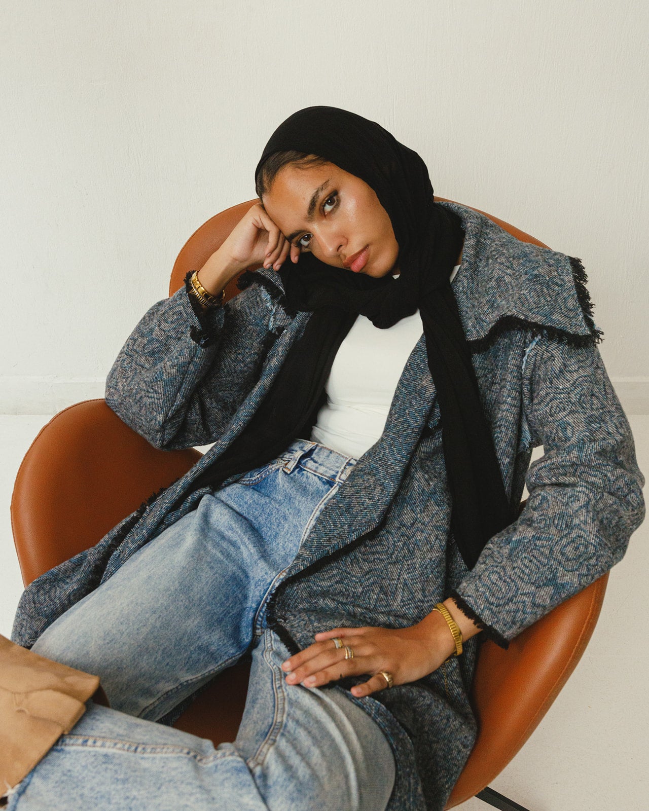 Jacquard wool Stitches Coat