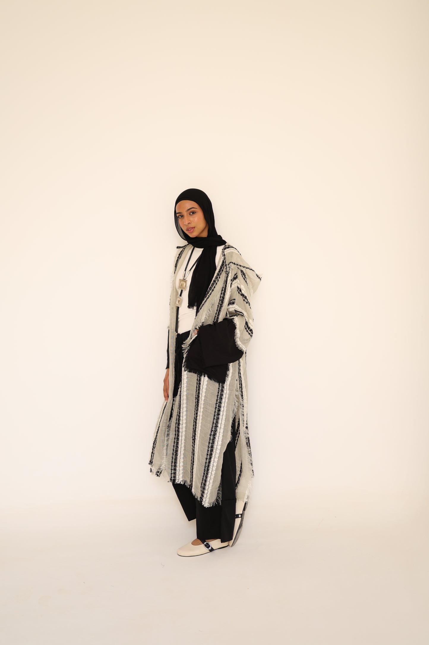 Bold Linen Kimono in Ivory