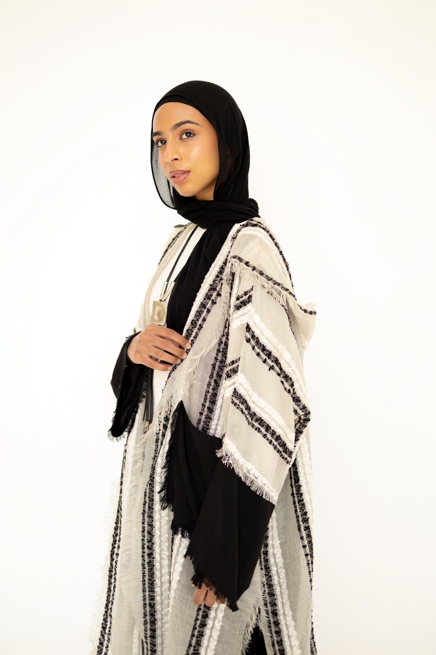 Bold Linen Kimono in Ivory