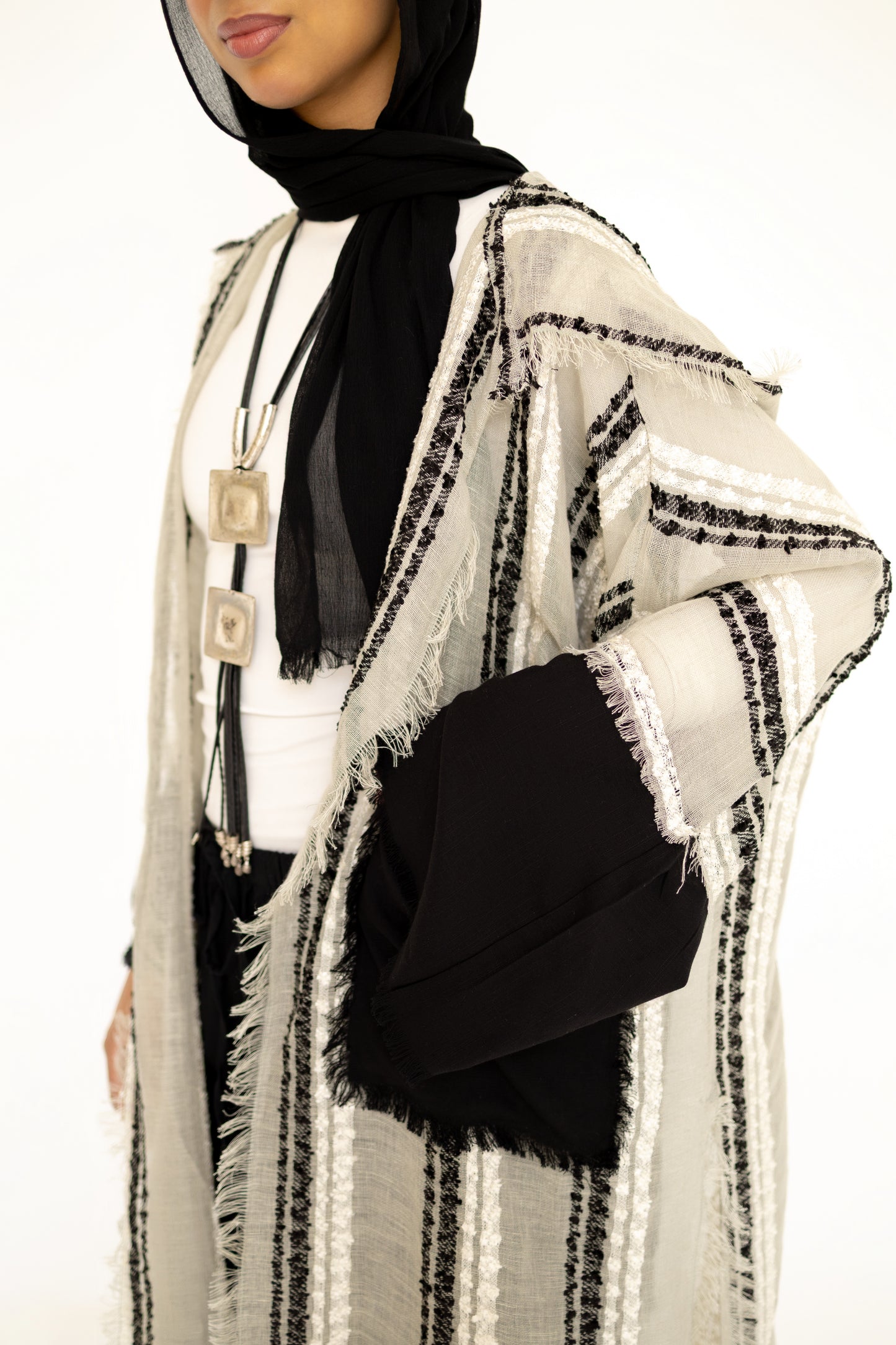 Bold Linen Kimono in Ivory