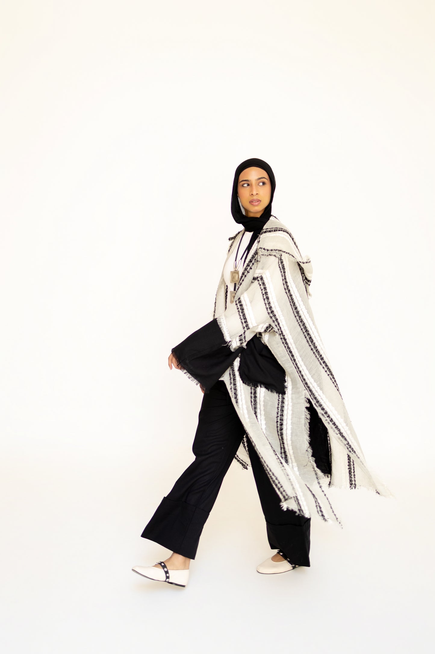 Bold Linen Kimono in Ivory