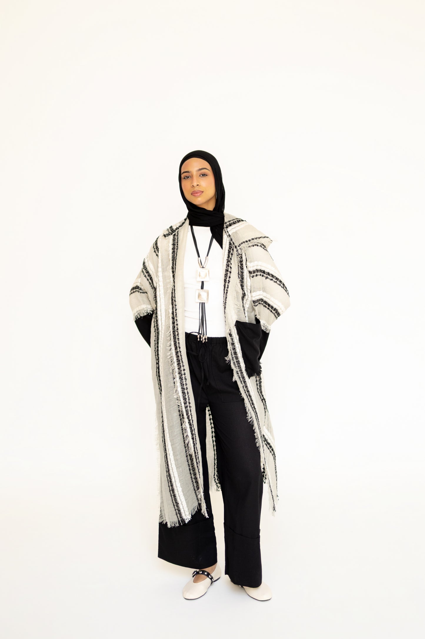 Bold Linen Kimono in Ivory