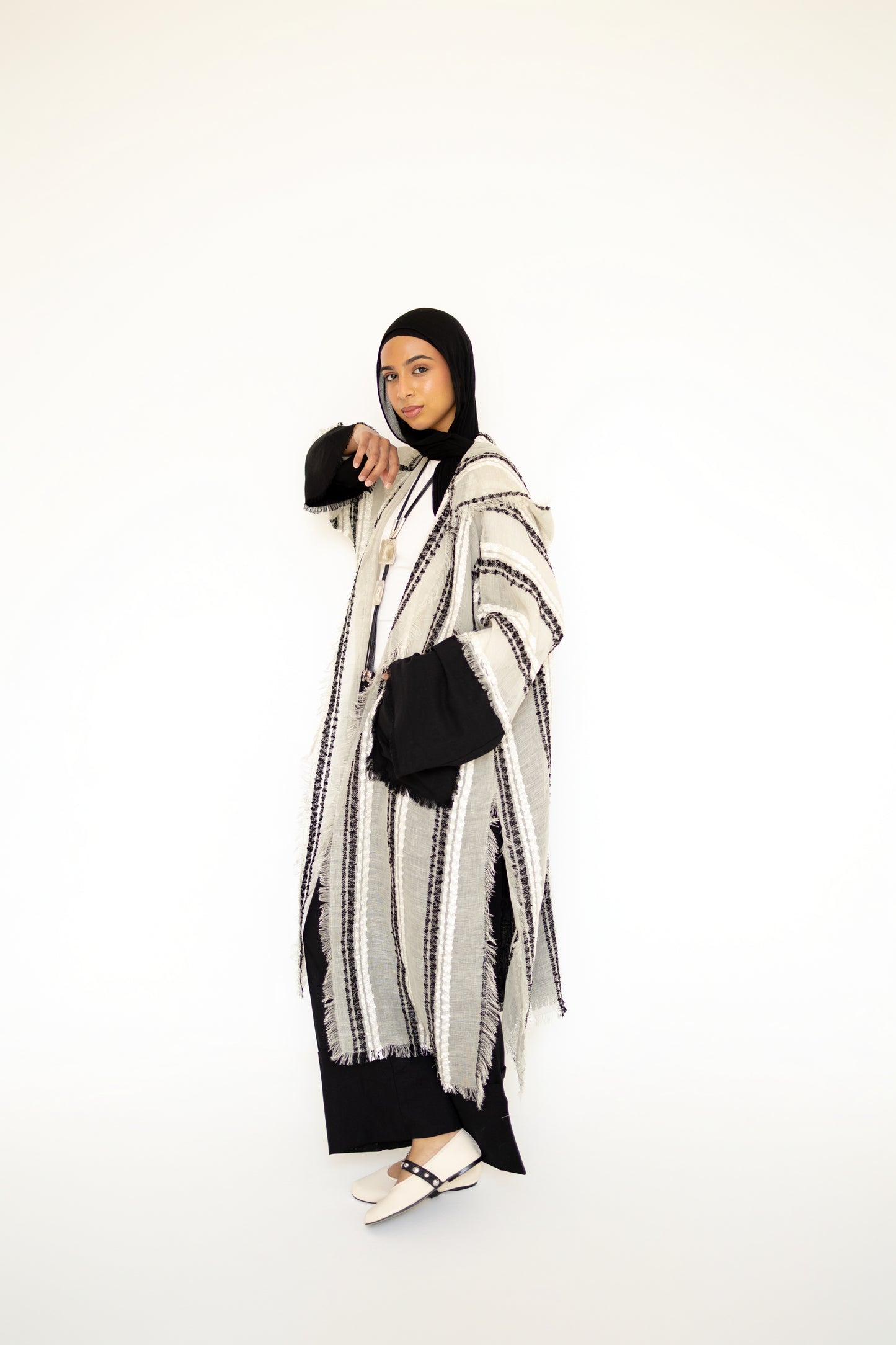 Bold Linen Kimono in Ivory