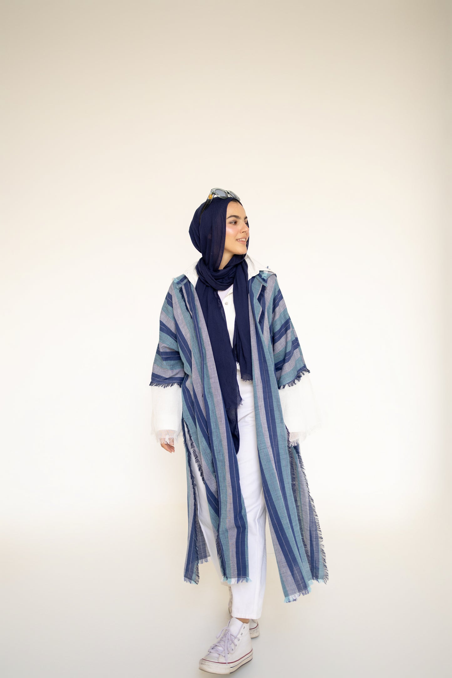 Bold Linen Kimono in Blue