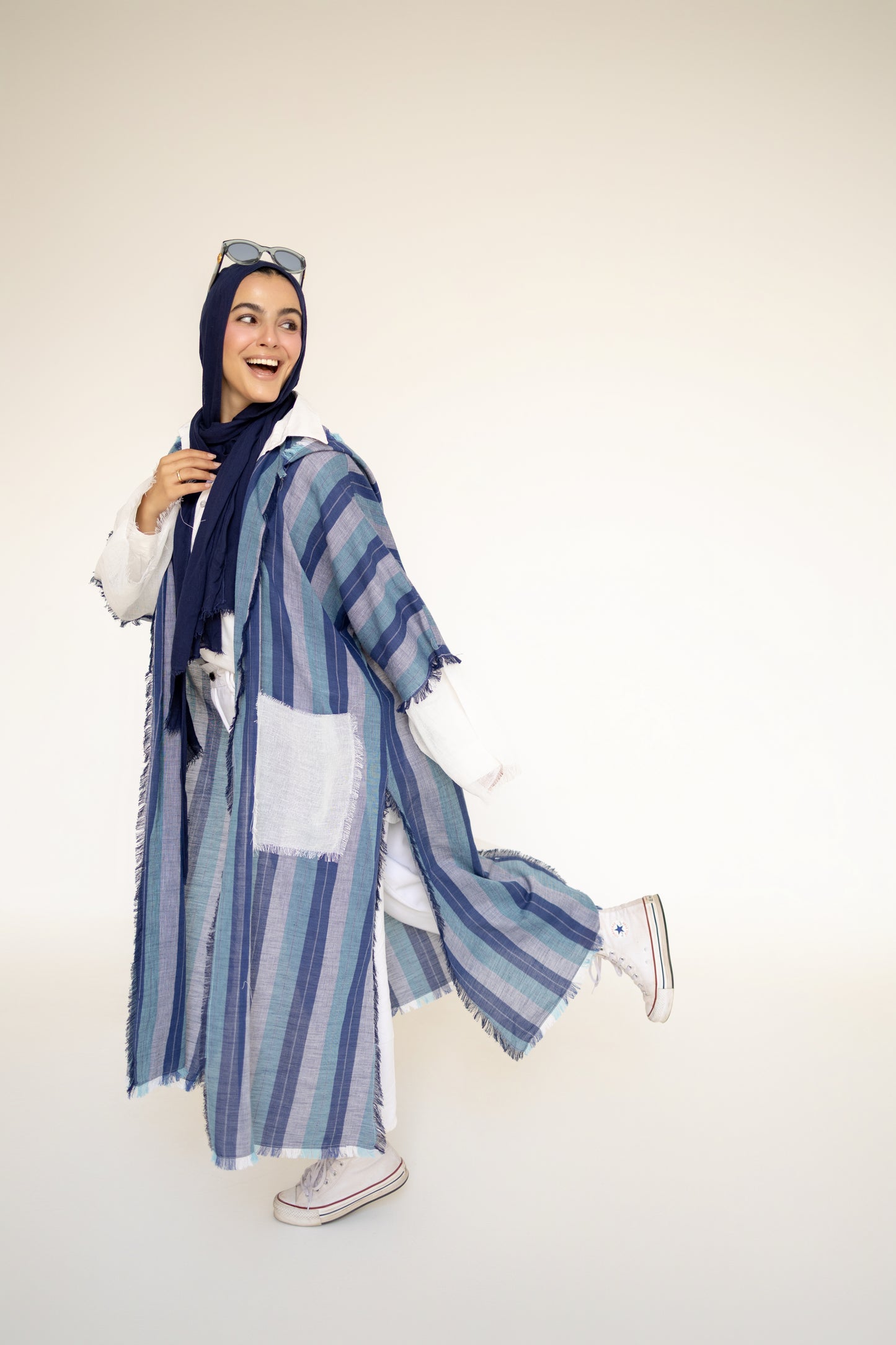 Bold Linen Kimono in Blue