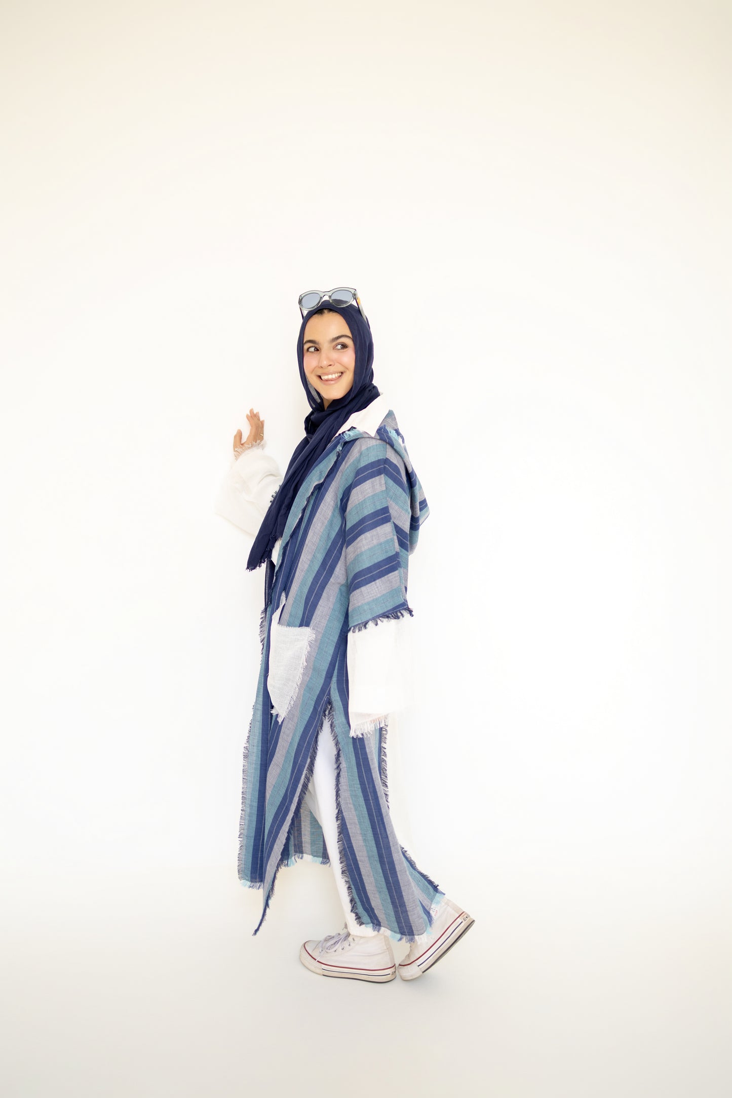 Bold Linen Kimono in Blue