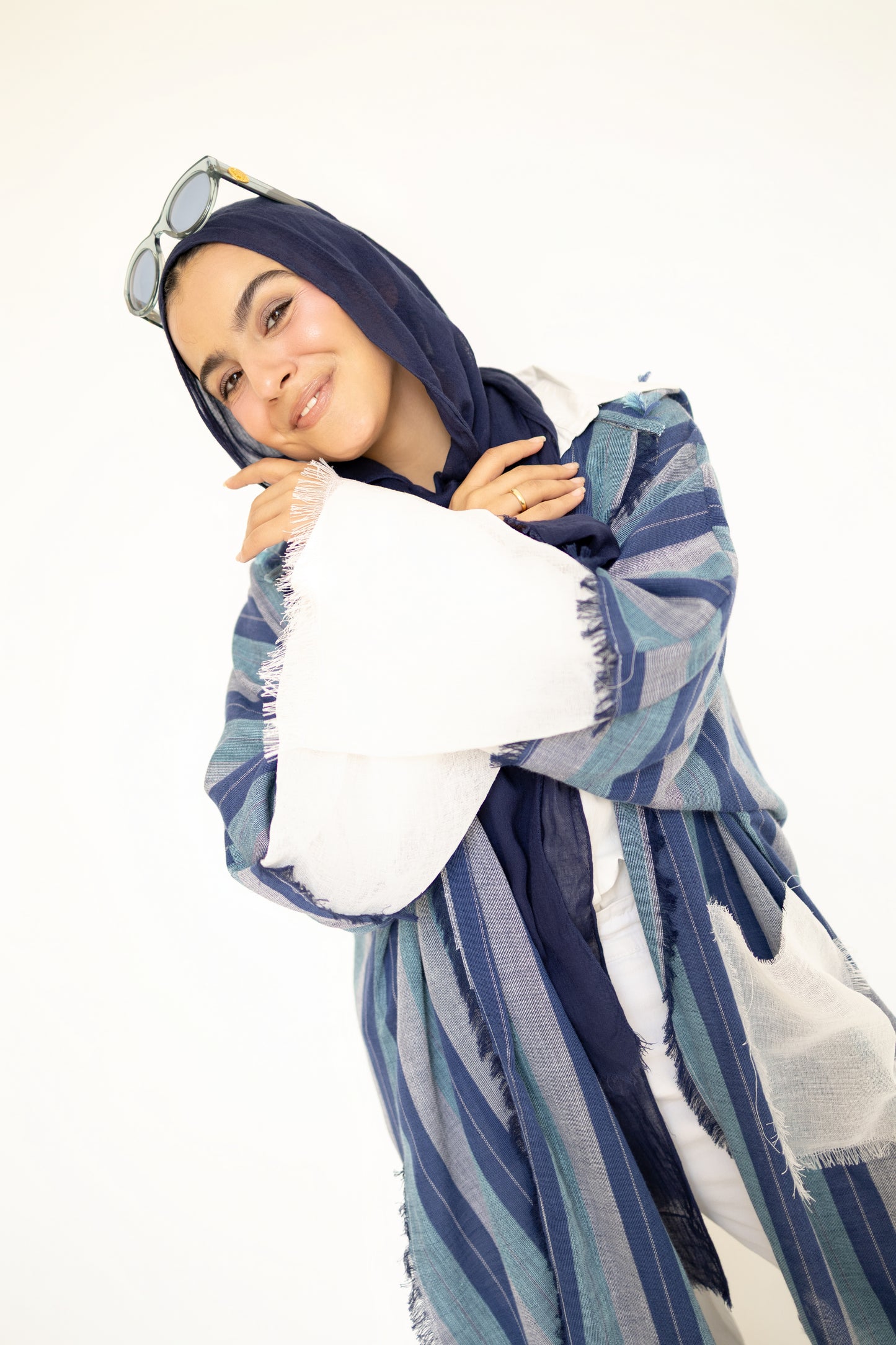 Bold Linen Kimono in Blue