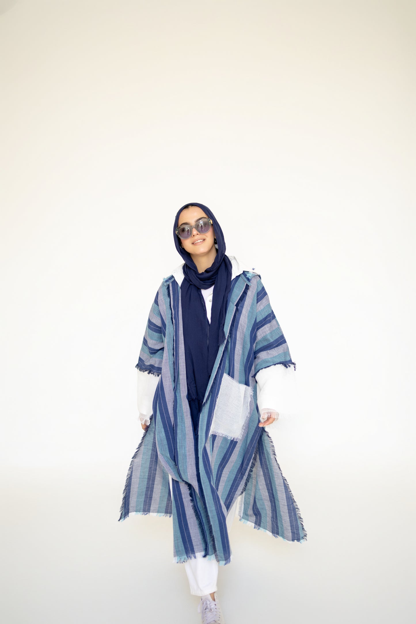 Bold Linen Kimono in Blue