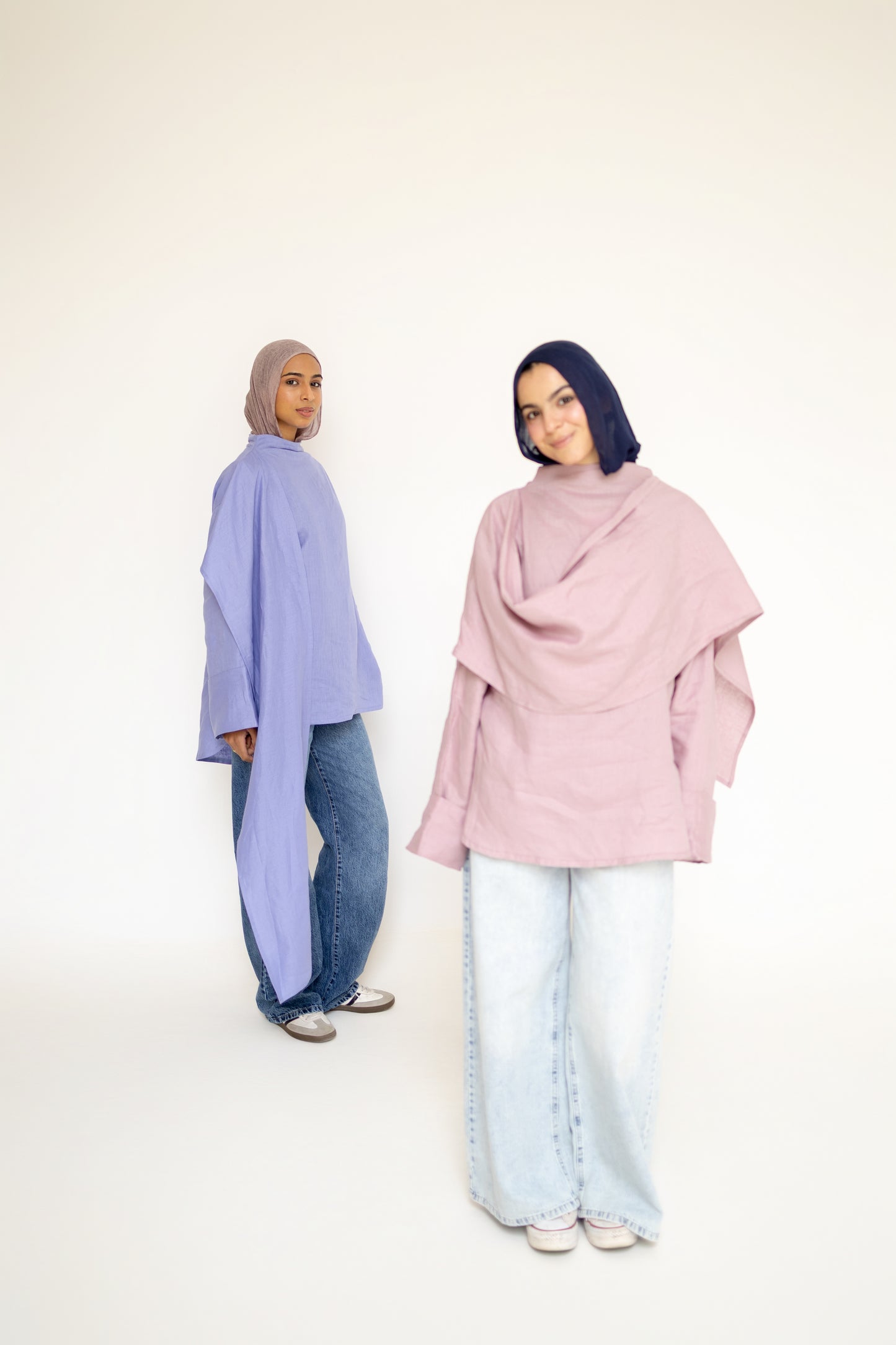 Shawl Linen Top in Indigo