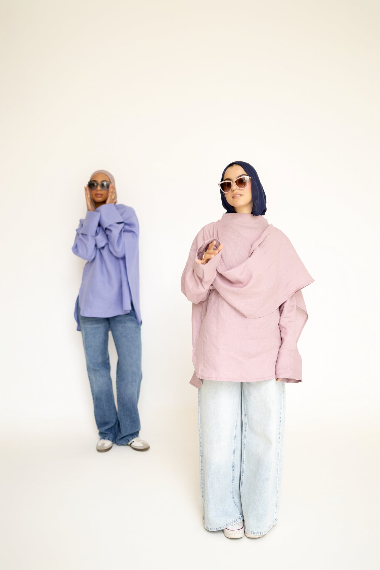 Shawl Linen Top in Indigo