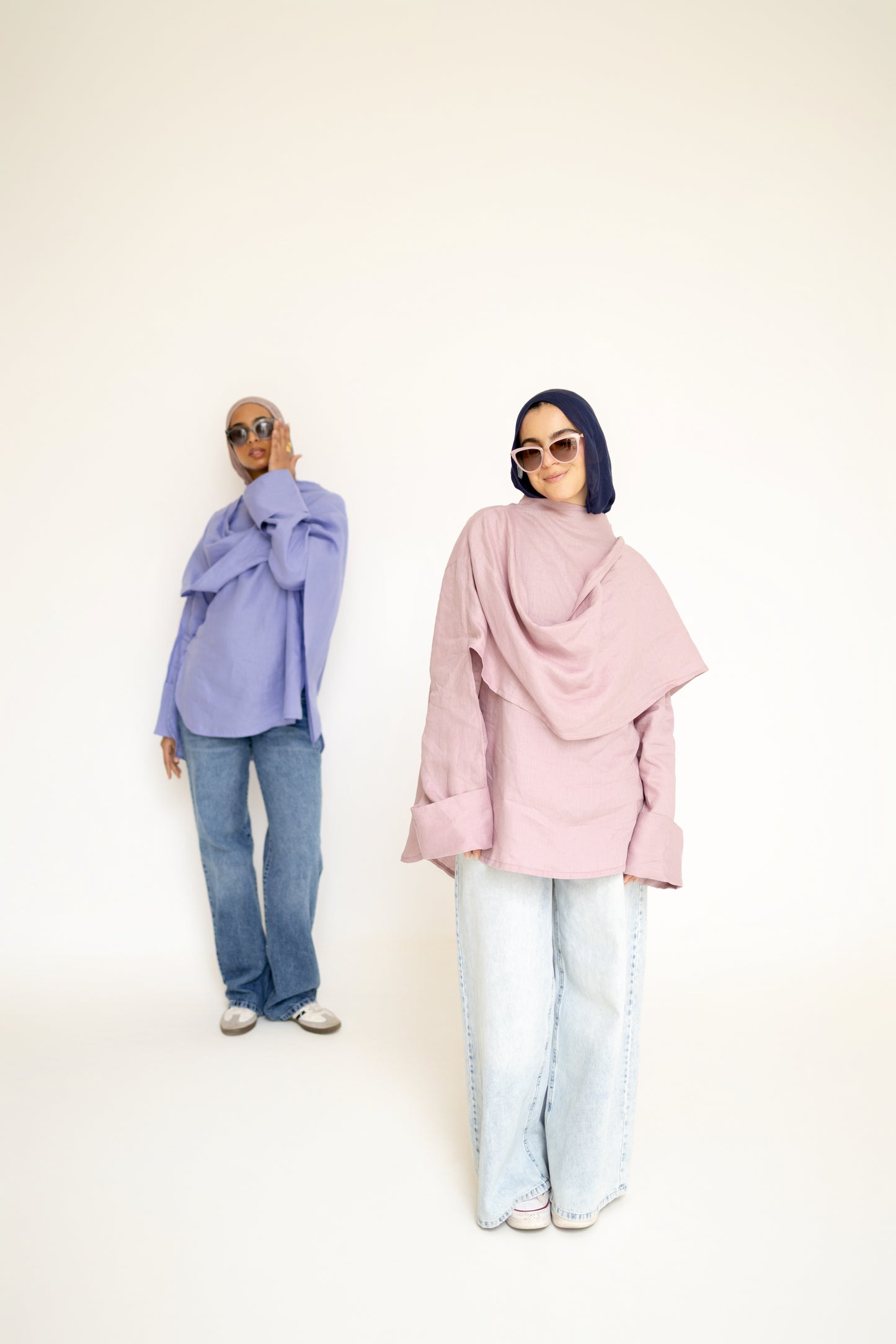 Shawl Linen Top in Indigo