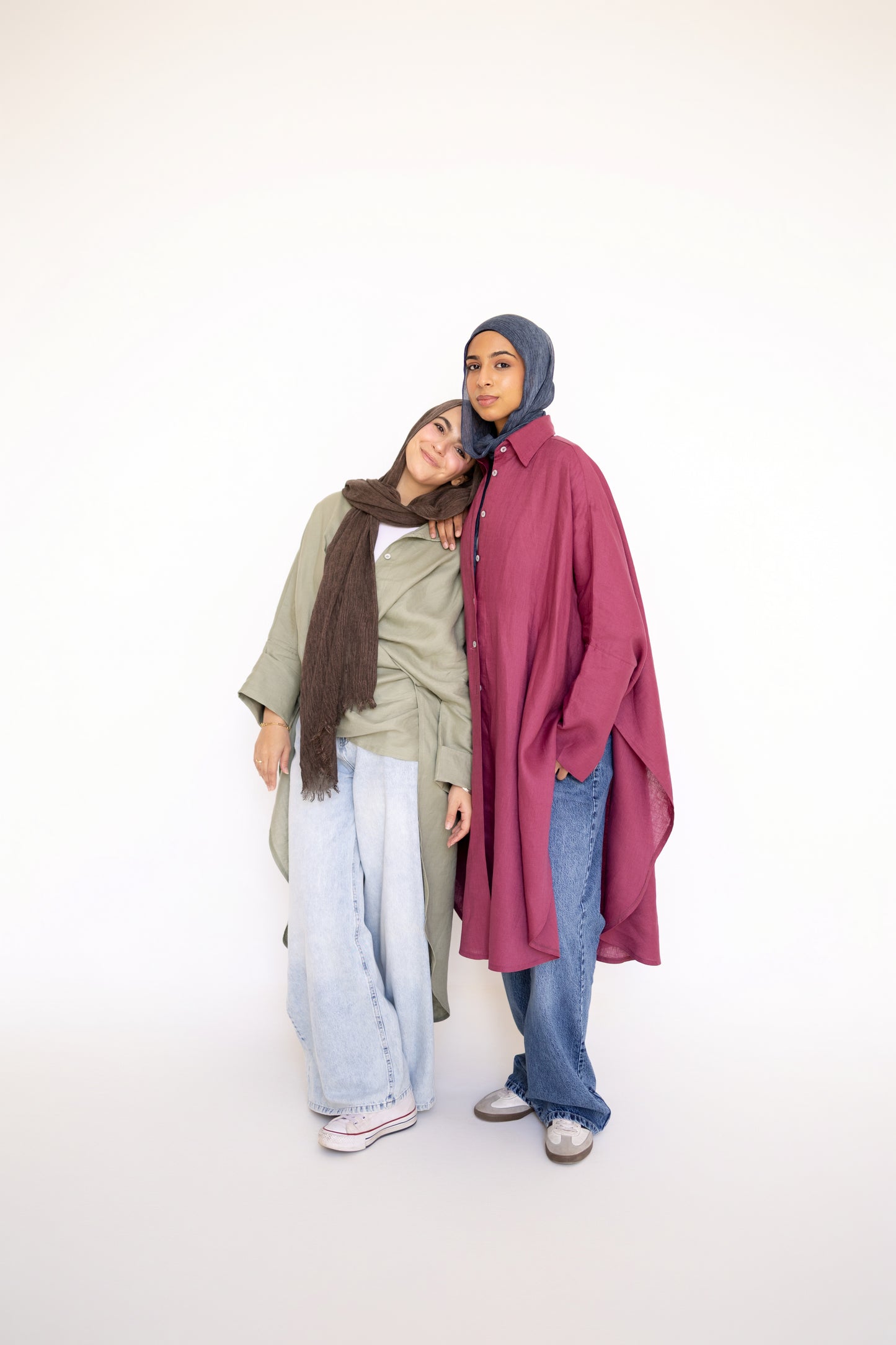 Flowy Oversized Linen Shirt in Berry