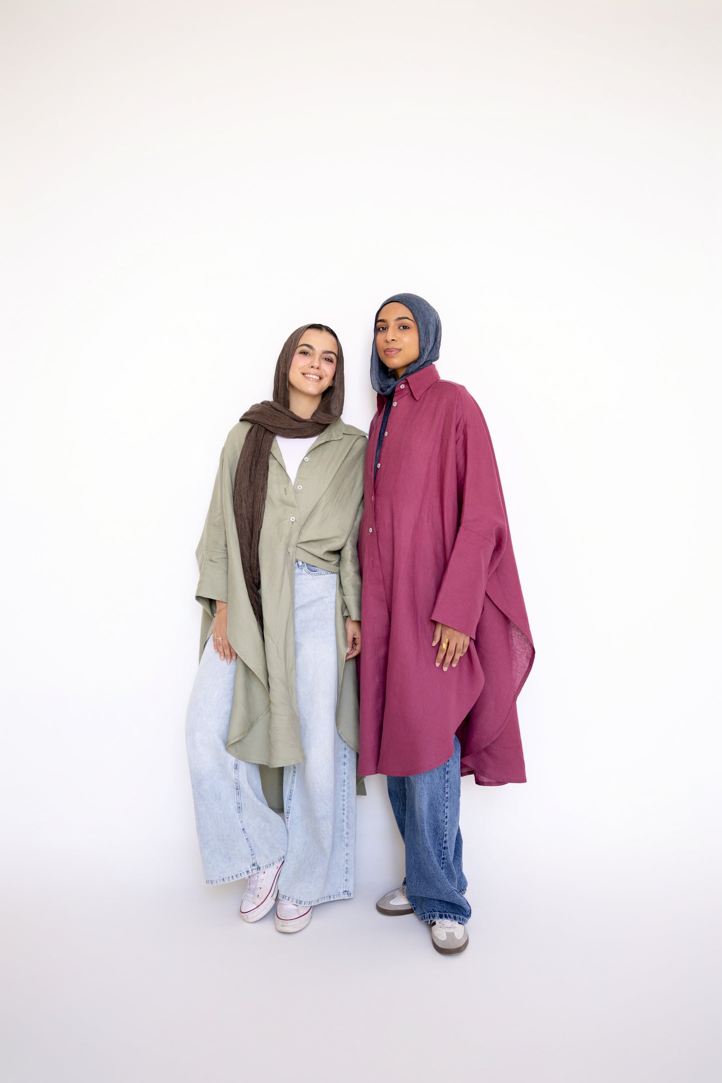 Flowy Oversized Linen Shirt in Berry