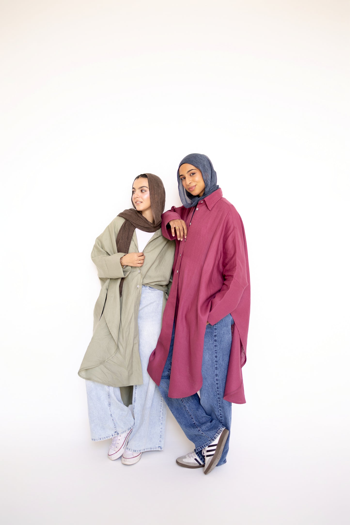 Flowy Oversized Linen Shirt in Berry