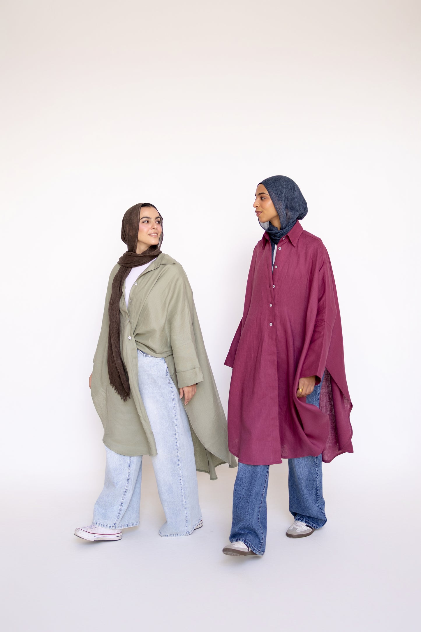 Flowy Oversized Linen Shirt in Berry