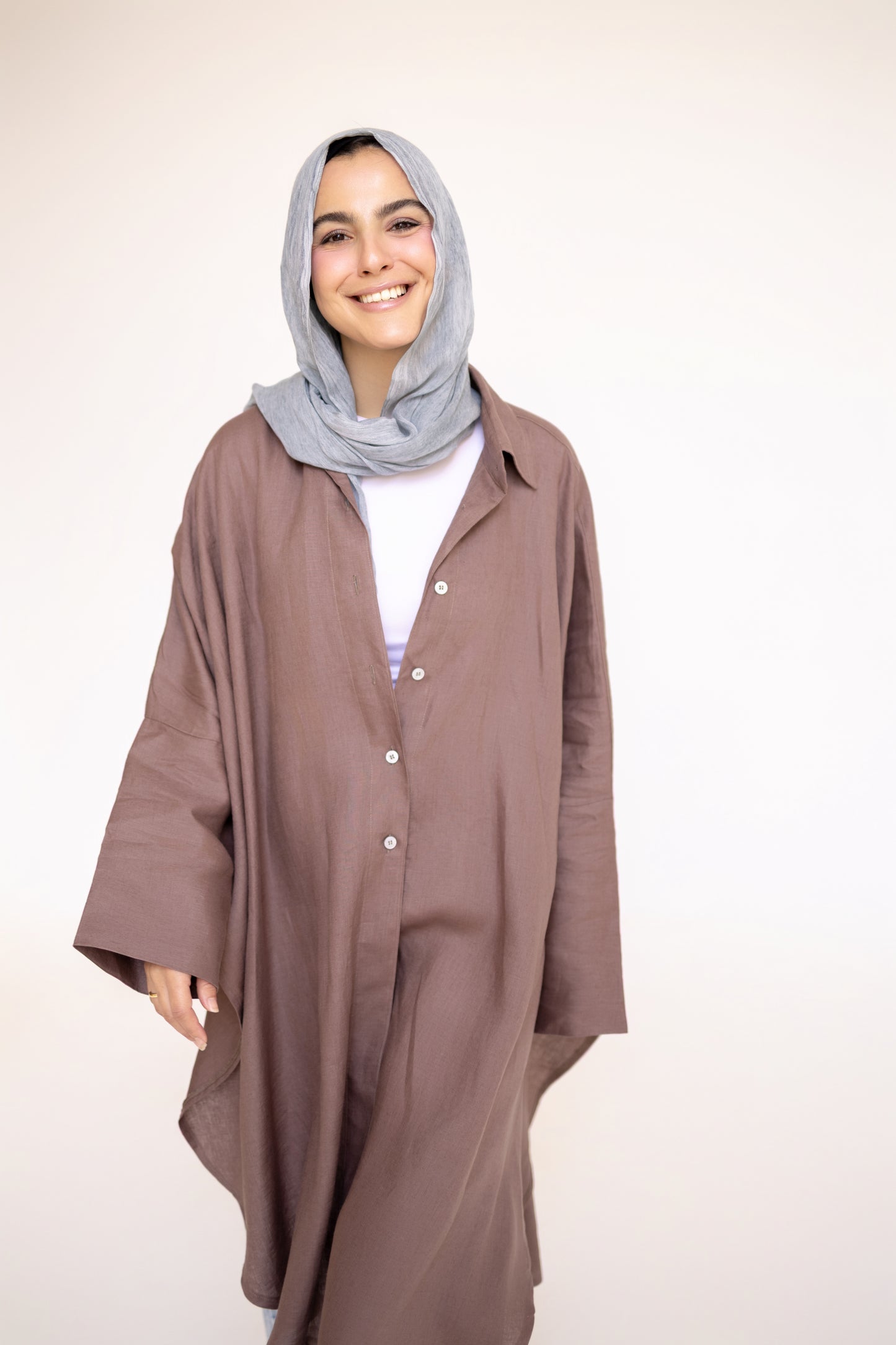 Flowy Oversized Linen Shirt in Chocolate