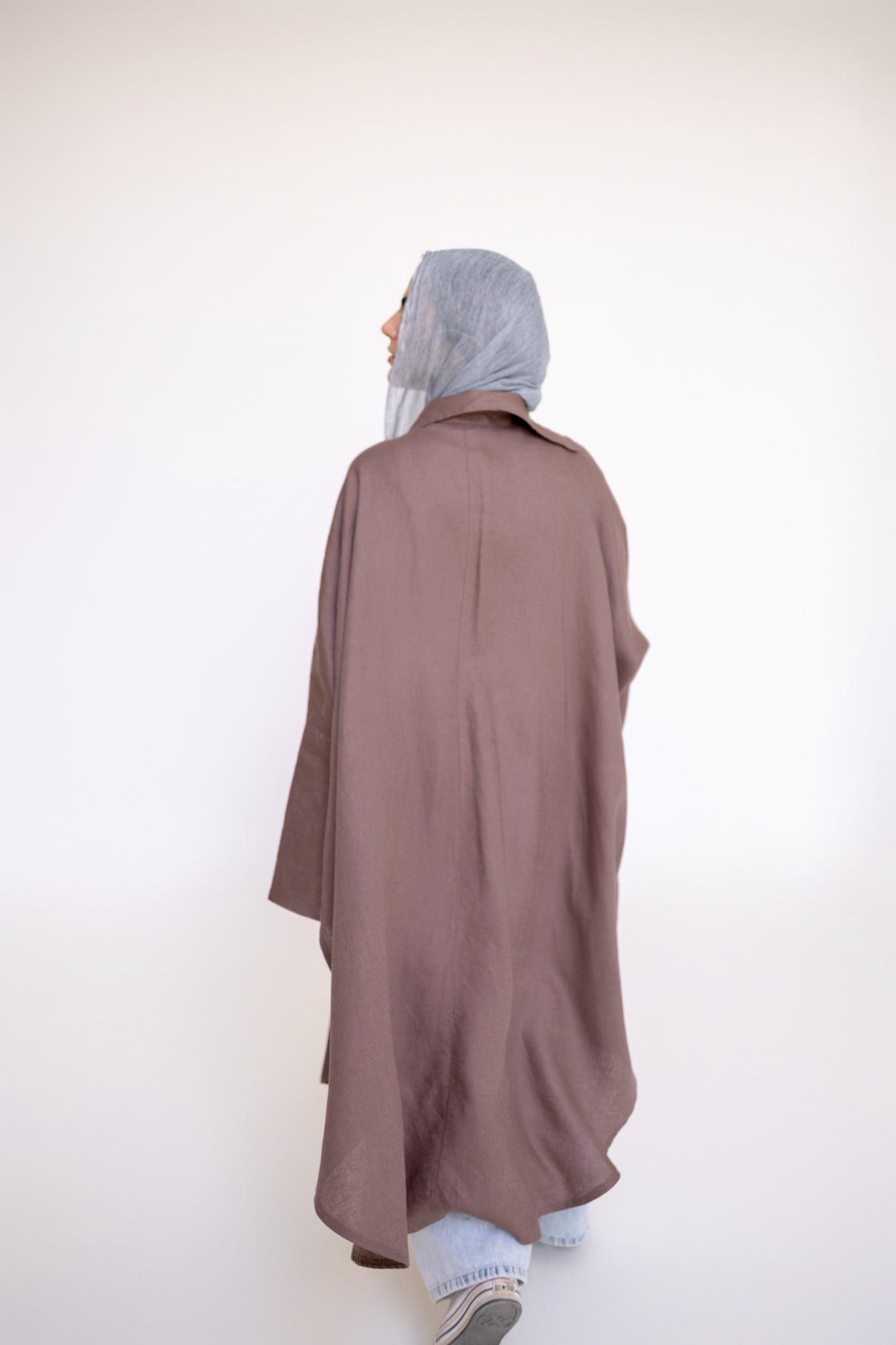 Flowy Oversized Linen Shirt in Chocolate