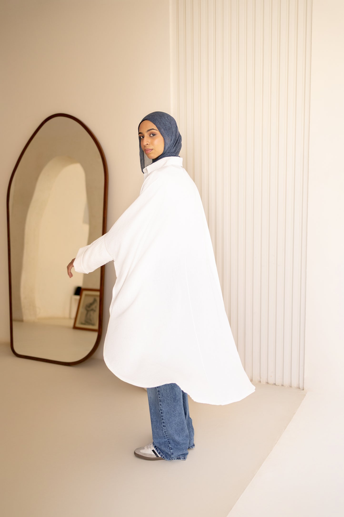 Flowy Oversized Linen Shirt in White