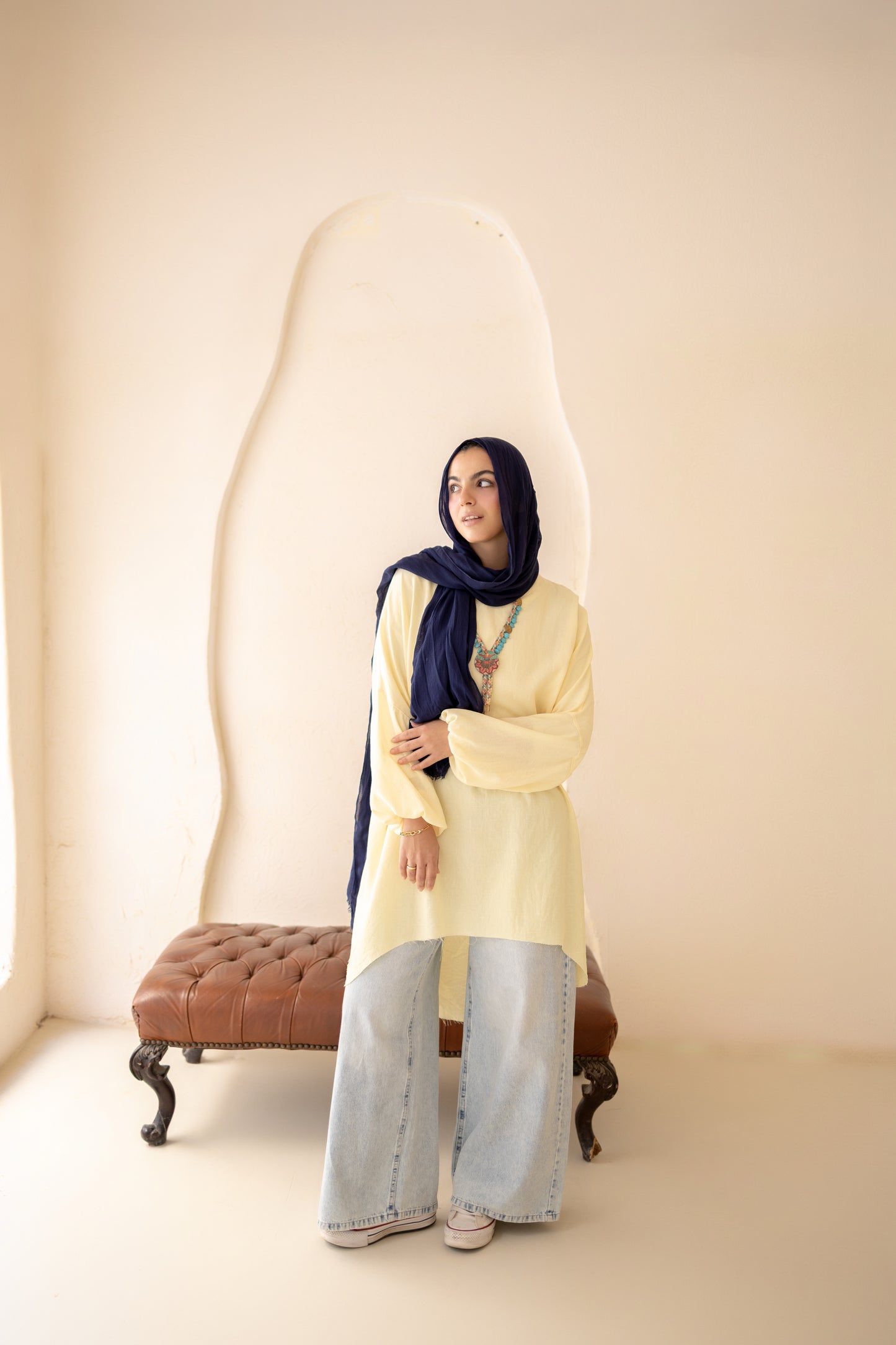 Puffy Sleeves Linen Shirt in Butter Yellow