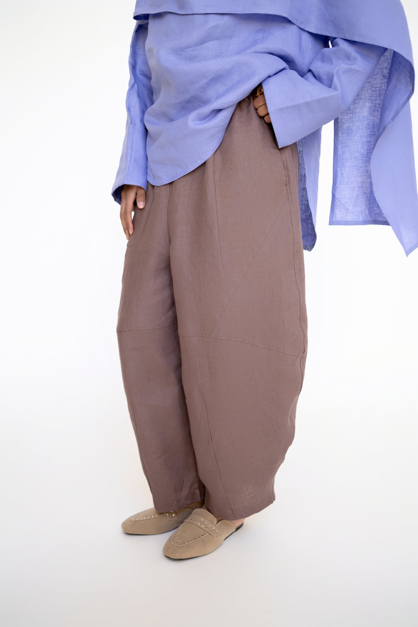 Balloon Linen Pants in Chocolate