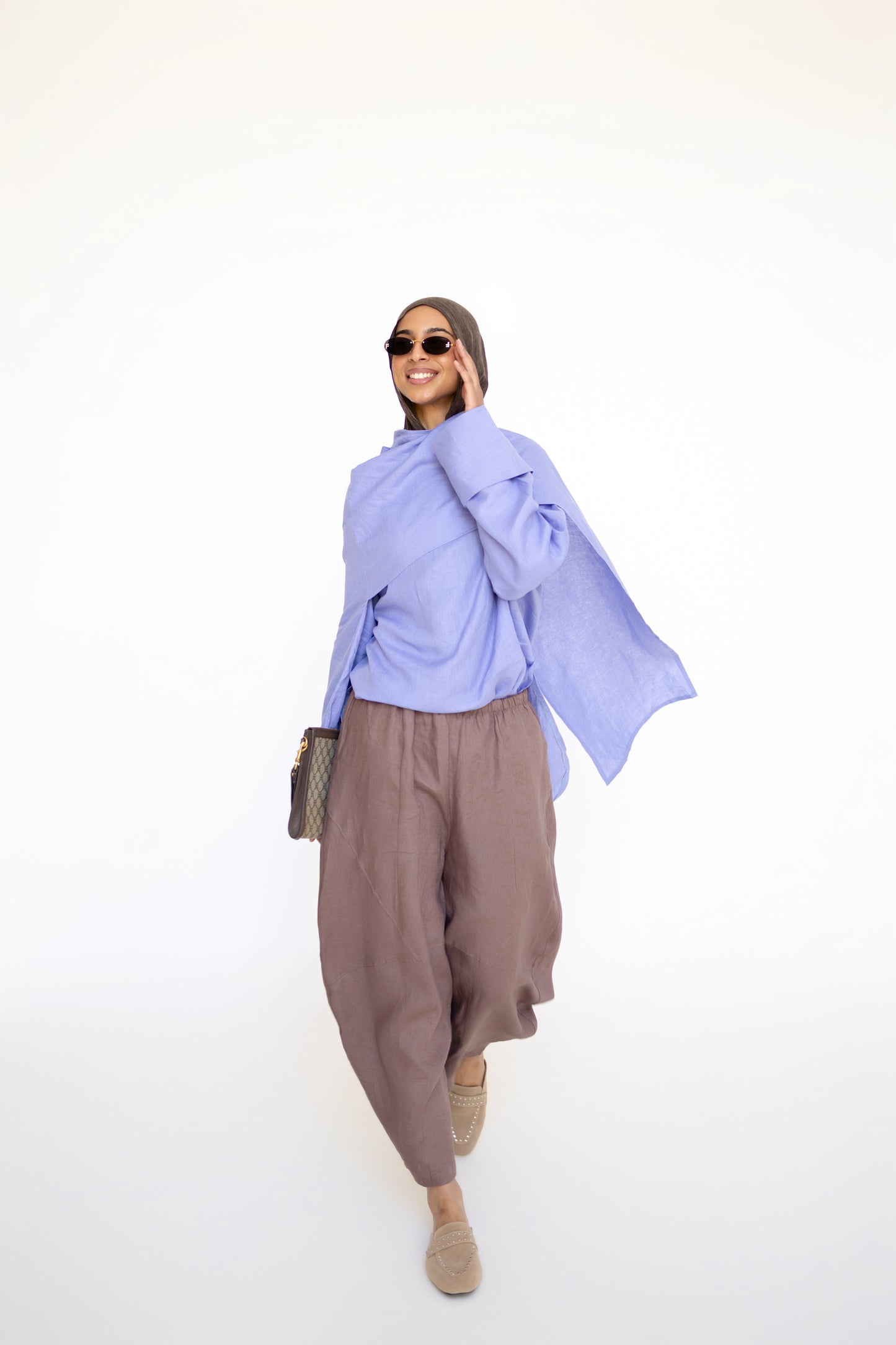 Balloon Linen Pants in Chocolate