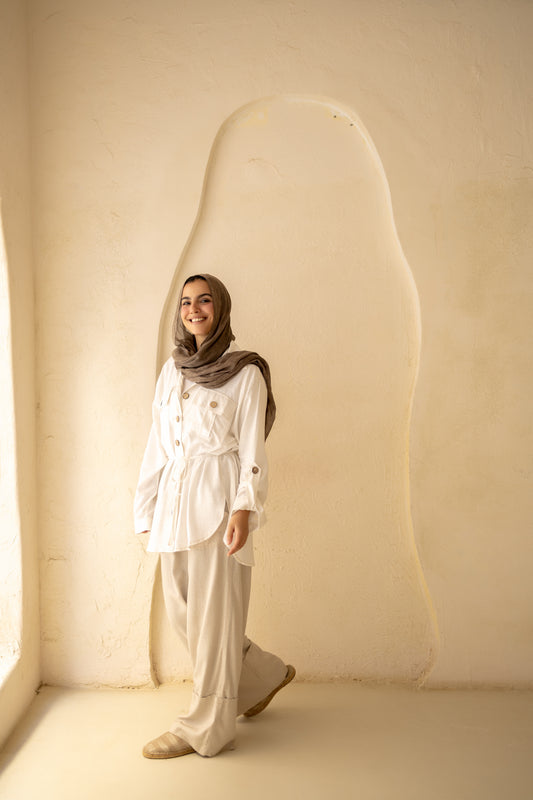 Pockets Linen Shirt in White