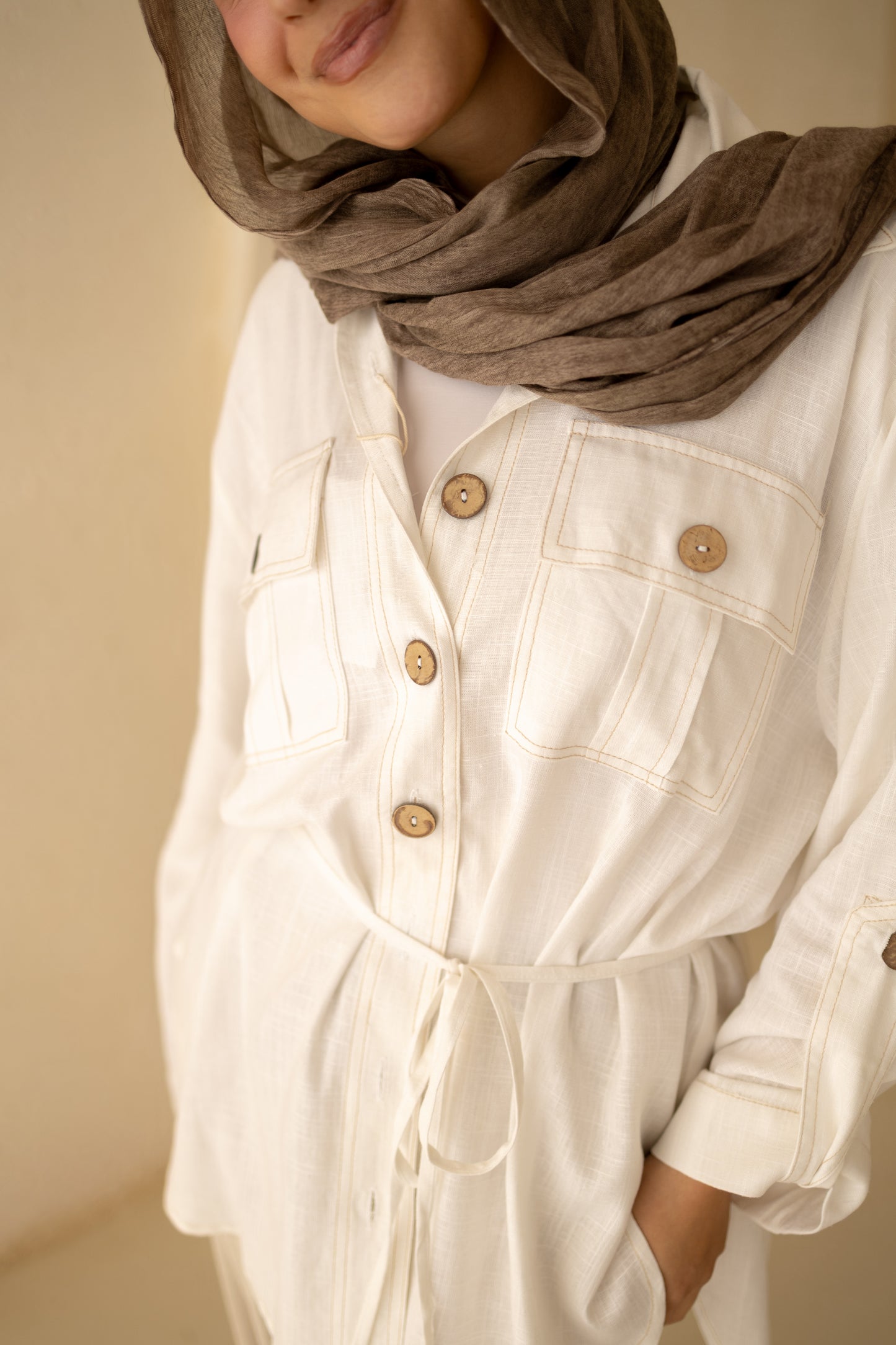 Pockets Linen Shirt in White