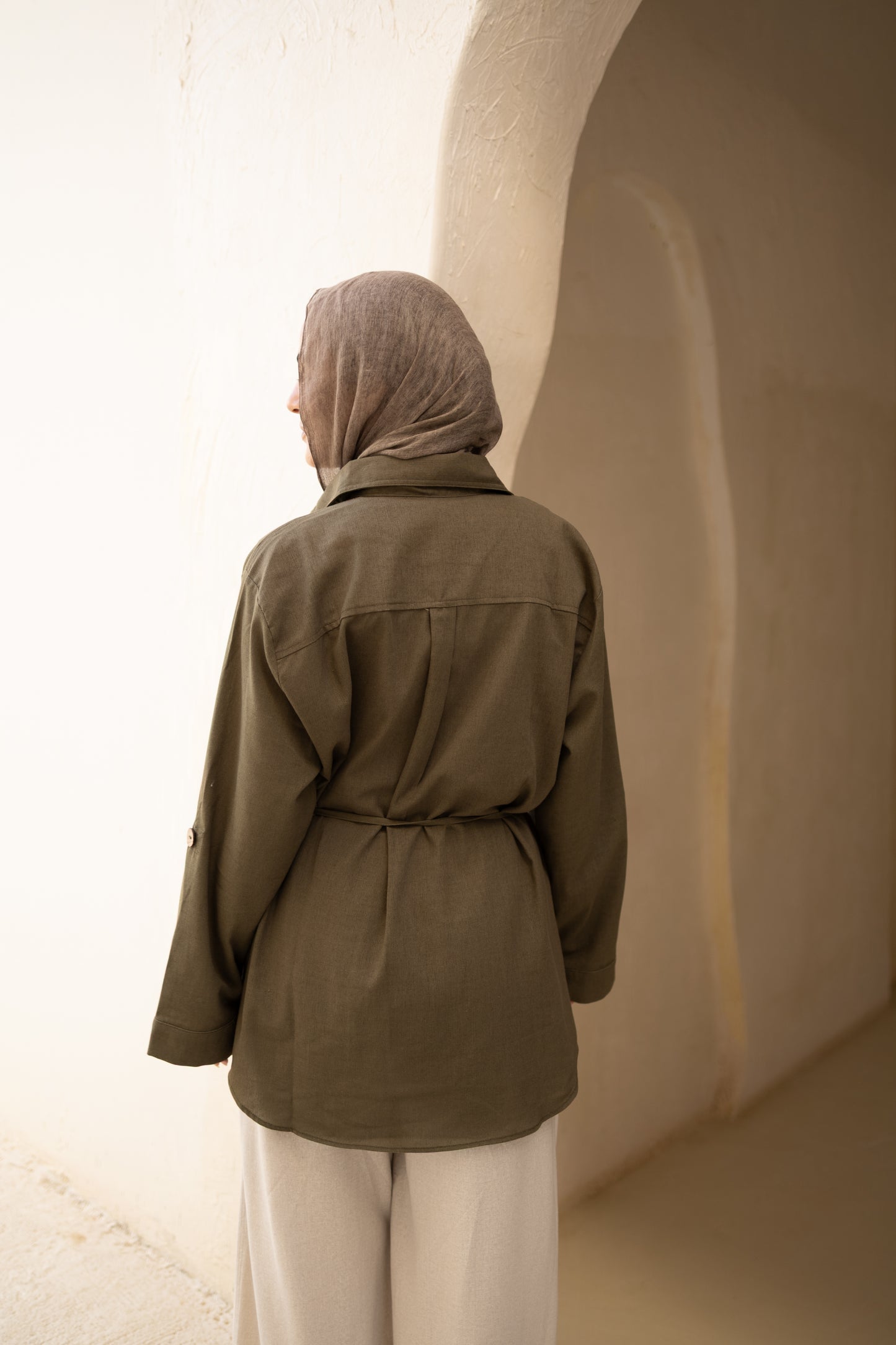 Linen Pockets Shirt in Olive