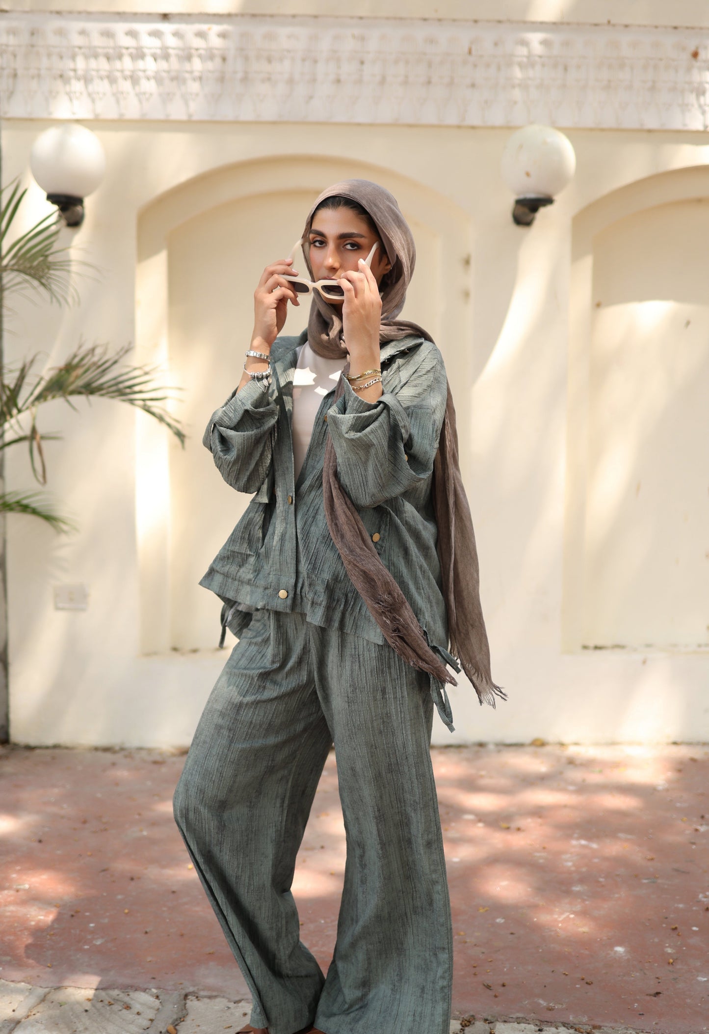 Tie Dye Bomber Jacket Set in Olive