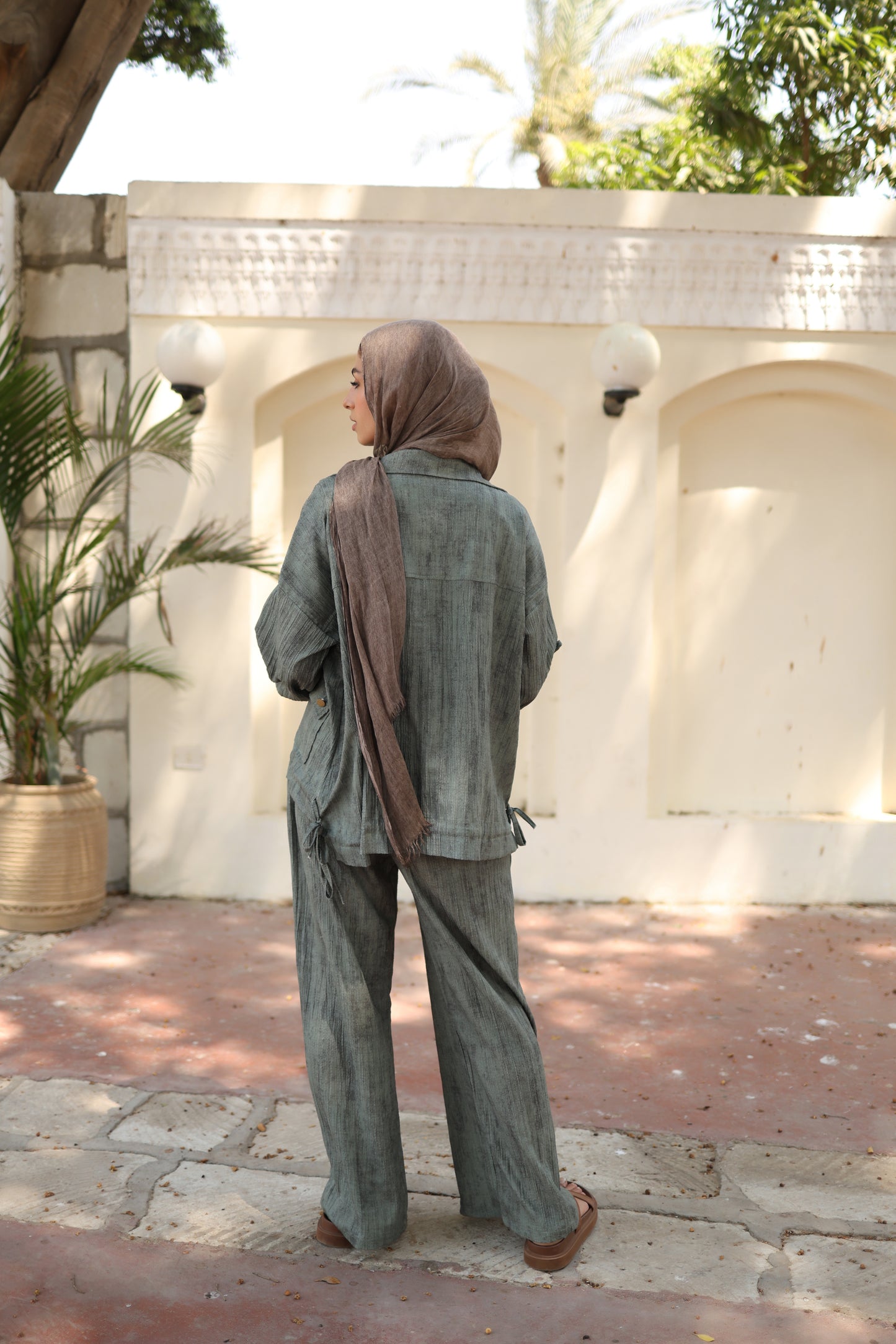 Tie Dye Bomber Jacket Set in Olive