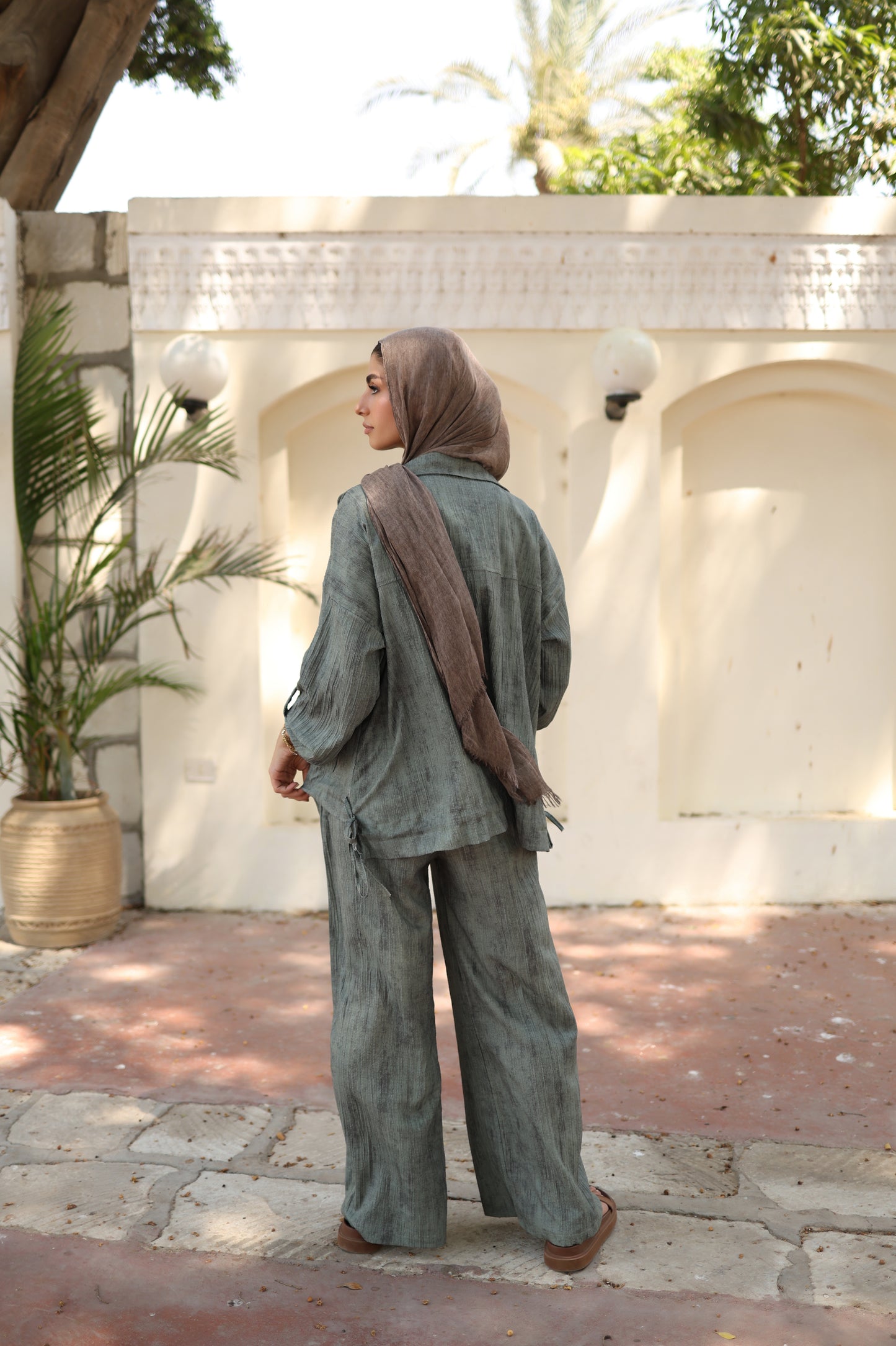 Tie Dye Bomber Jacket Set in Olive