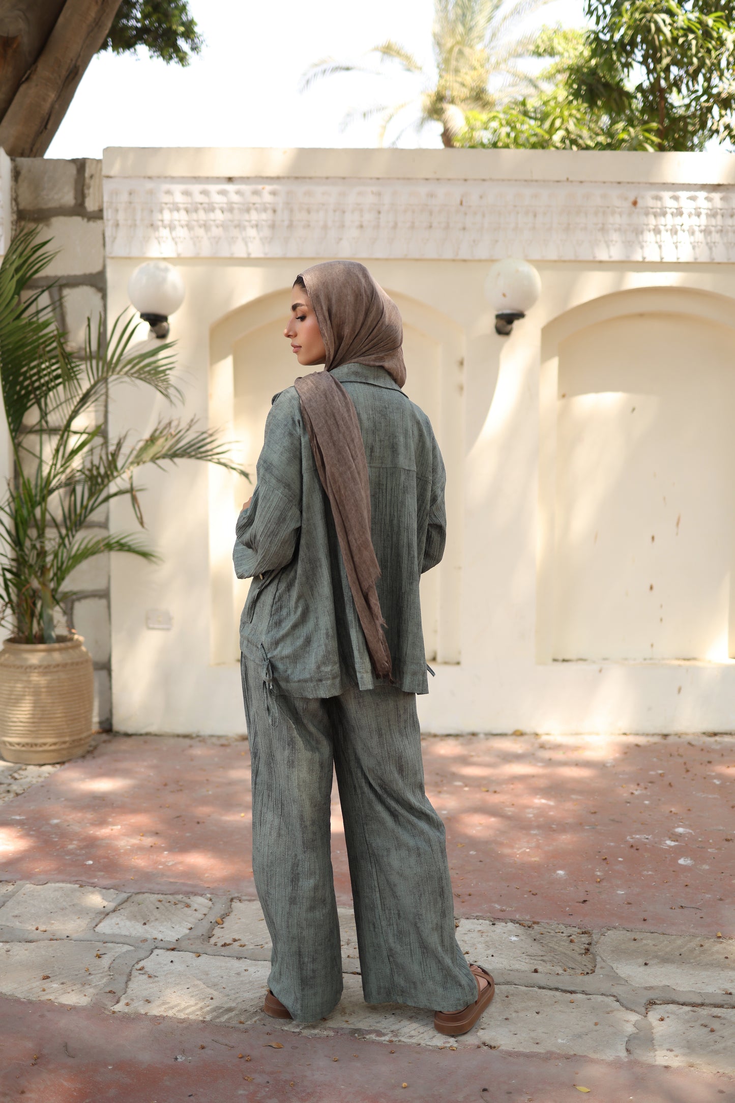 Tie Dye Bomber Jacket Set in Olive