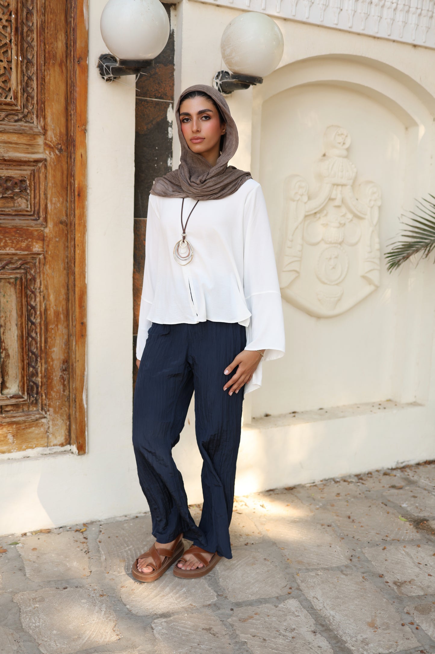 Crushed Pants in Navy Blue