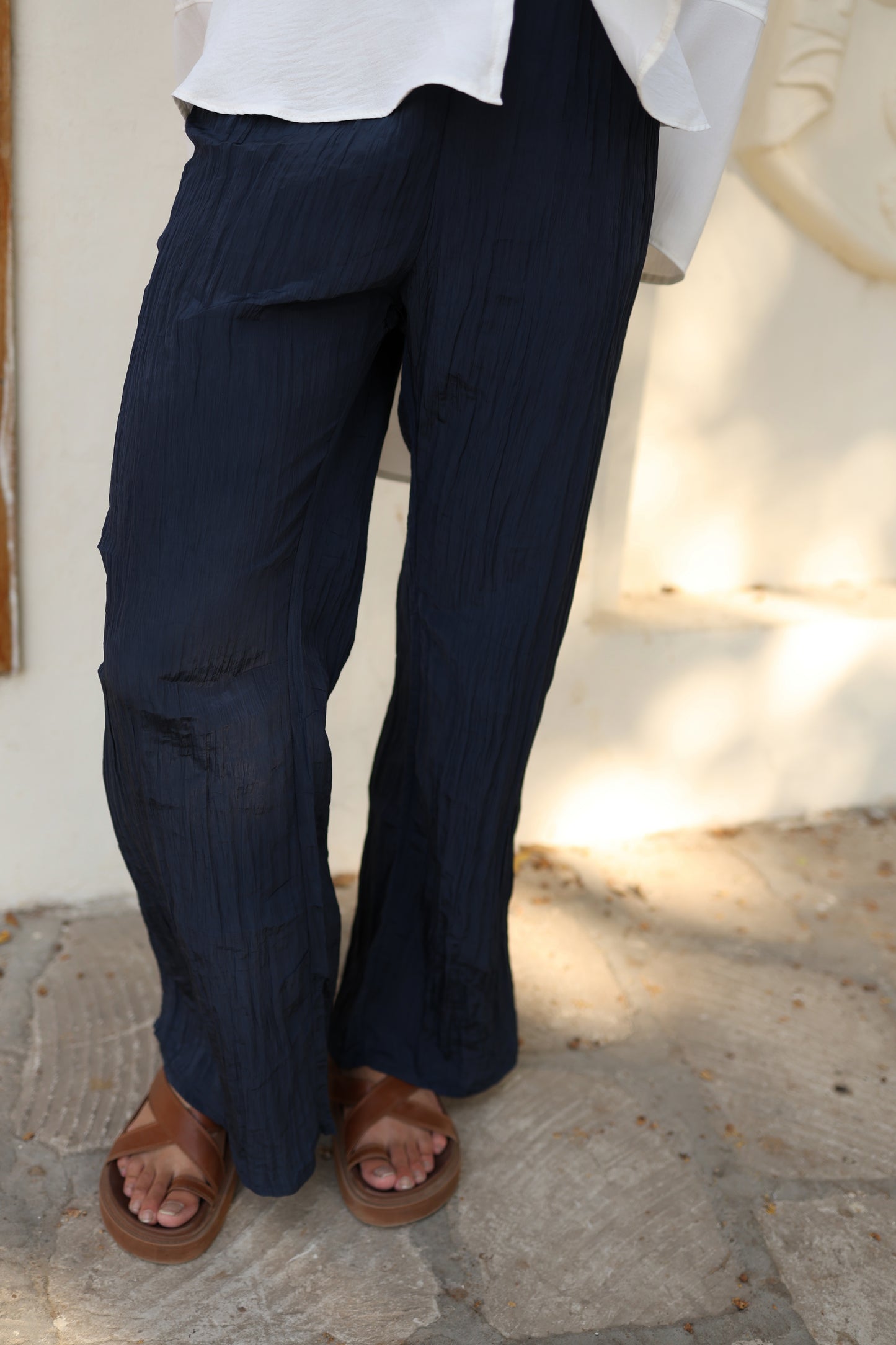 Crushed Pants in Navy Blue