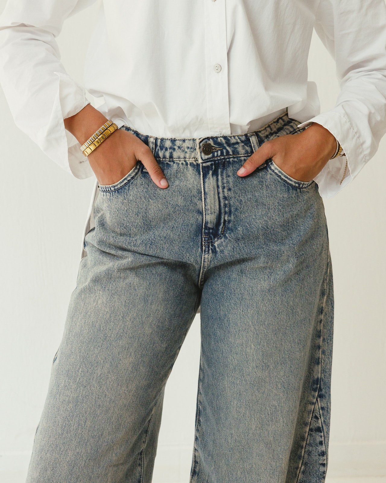 Flare Denim Washed Pants