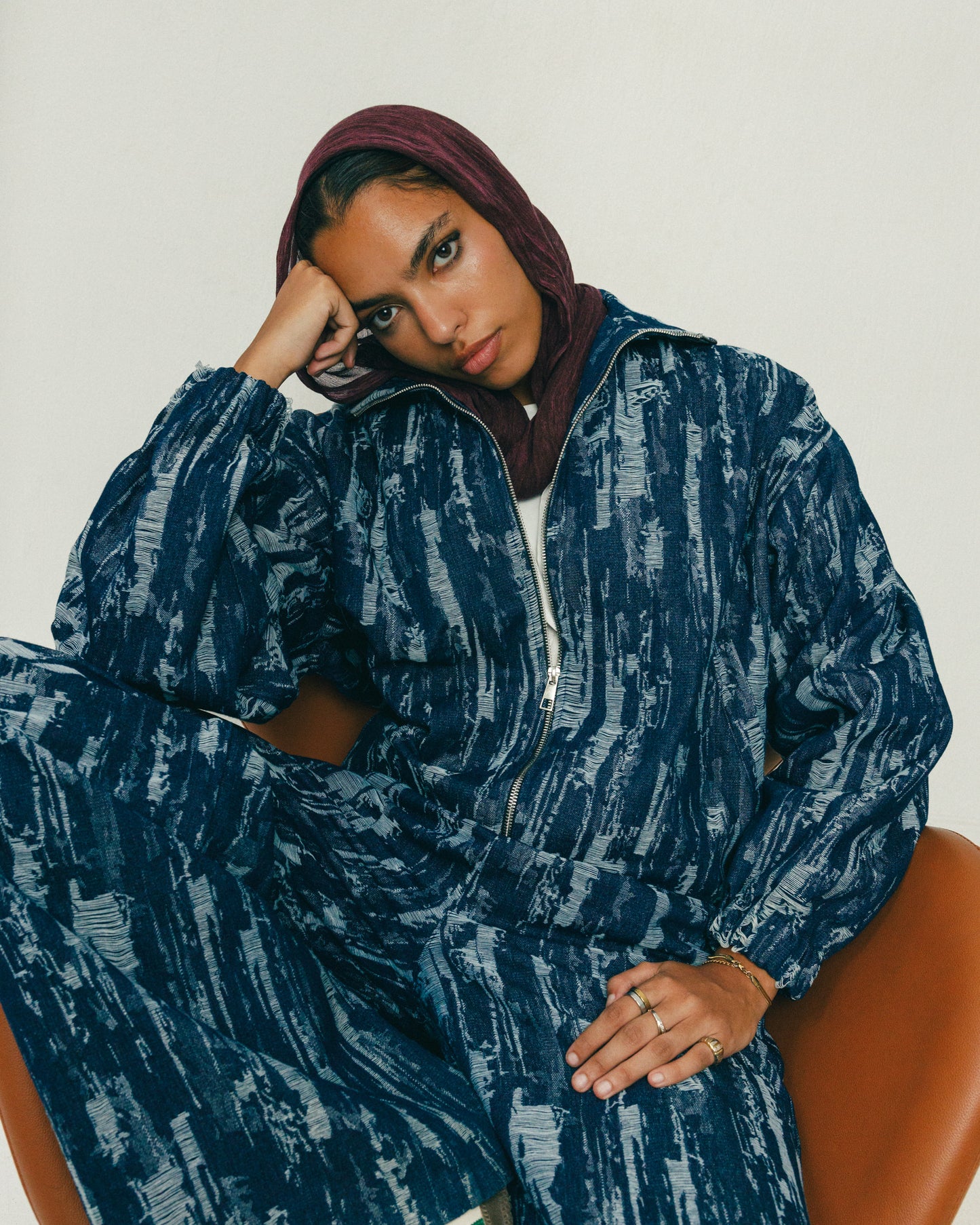 Brushstroke Denim Bomber Jacket